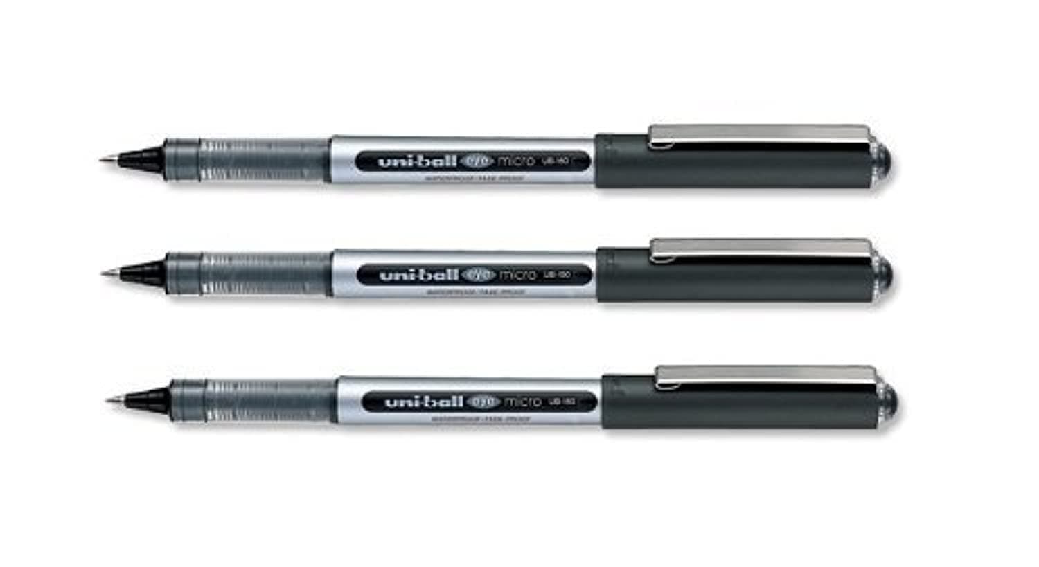 Uni-ball Eye UB150 Rollerball Pens Micro 0.5mm Tip 0.3mm Line, Black Ink, 3 x