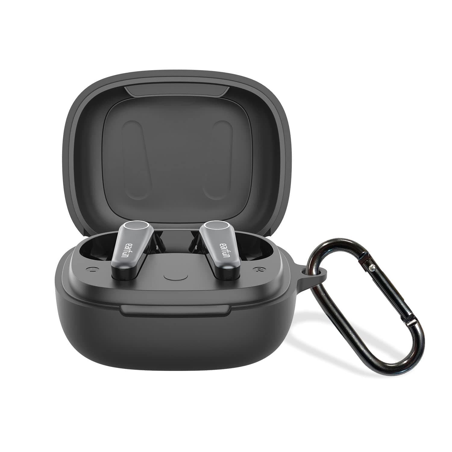 EarFun Protective Case Cover for EarFun Air Pro 3, Soft Silicone Protective Case with Keychain, Shock-Proof Silicone Skin Full Protective Cover, Supports Wireless Charging, Black