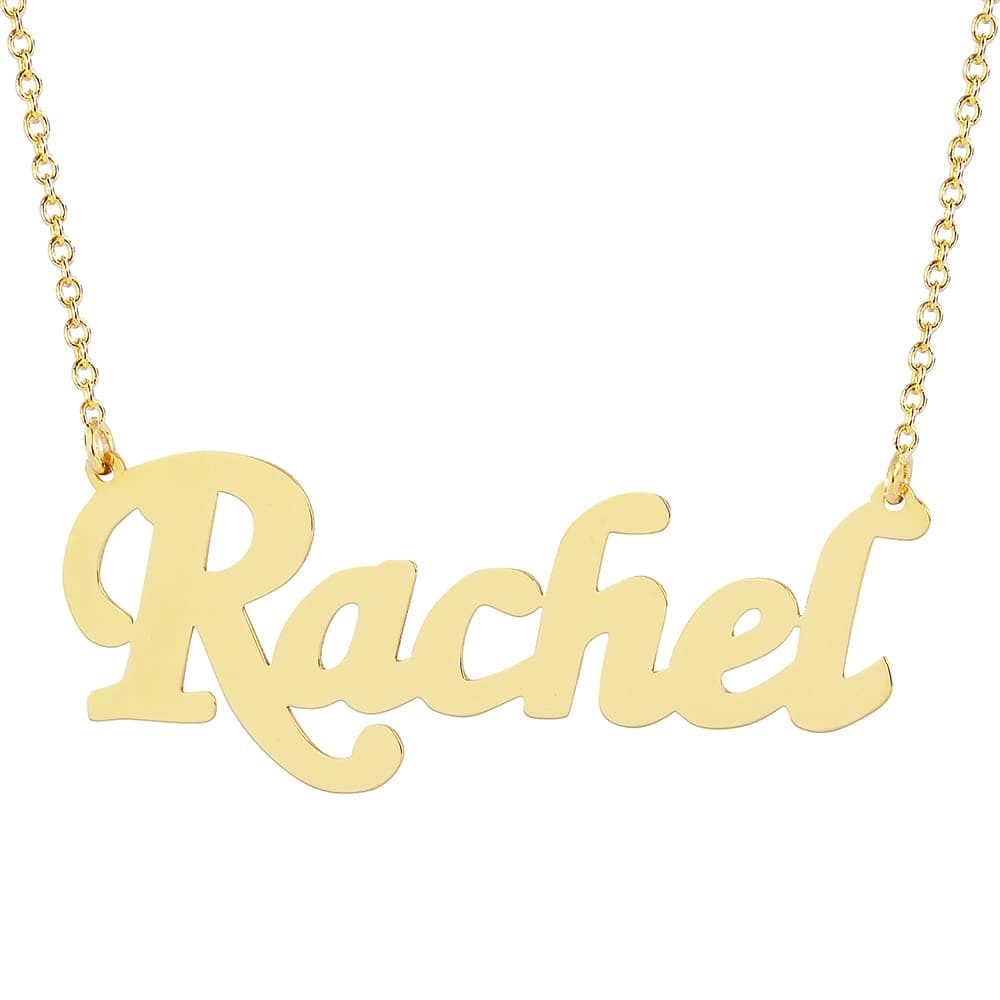 Gold Name Necklace Script Font 14k Personalized Laser Cut Fine Jewelry