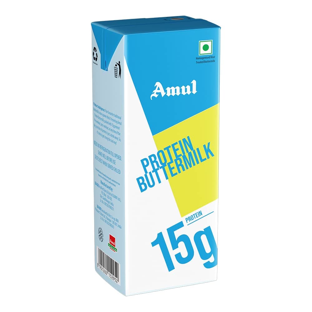 Amul High Protein Buttermilk | 15g protein per pack | pack of 8 (8x200mL) | World's first