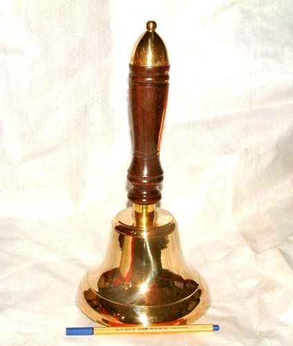 EAC 662 XLarge Solid Brass Traditional School/Reception/Pub Hand Bell Solid Wood Handle