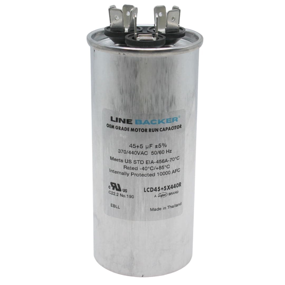45+5 uf MFD 370/440 Volt Dual Run Round Capacitor 45/5/440R Condenser Straight Cool/Heat Pump Air Conditioner