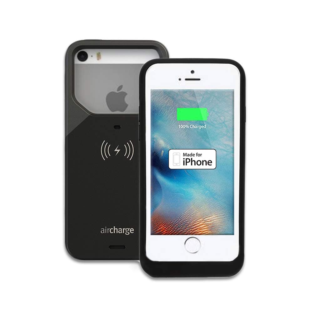Aircharge Official Made for iPhone (MFi) Certified Wireless Charging Protective Case for iPhone 5/5S/SE. Black