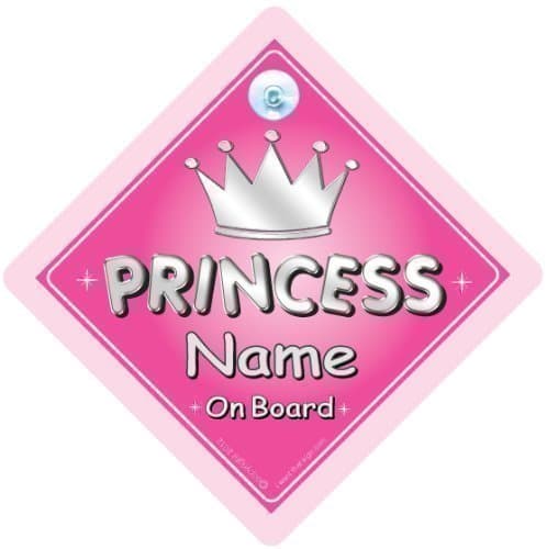 Princess On Board, Silver Text, Baby On Board Custom Car Sign, Princess Sign, Personalised Princess Sign, Decal, Bumper Sticker