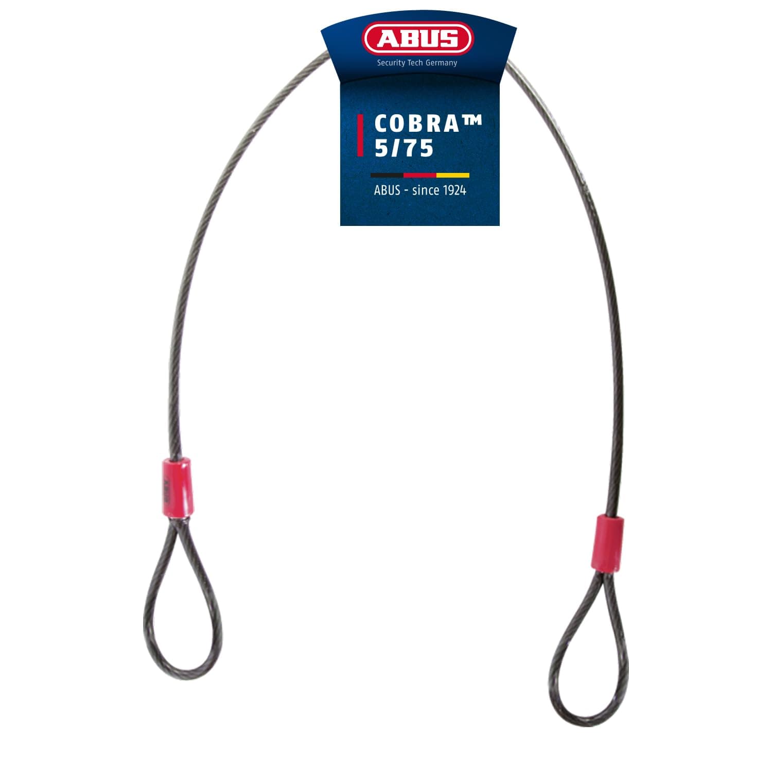ABUS loop cable Cobra 5/75 - steel cable coated with plastic - security for bicycle and motorbike accessories - 75 cm long, 5 mm thick