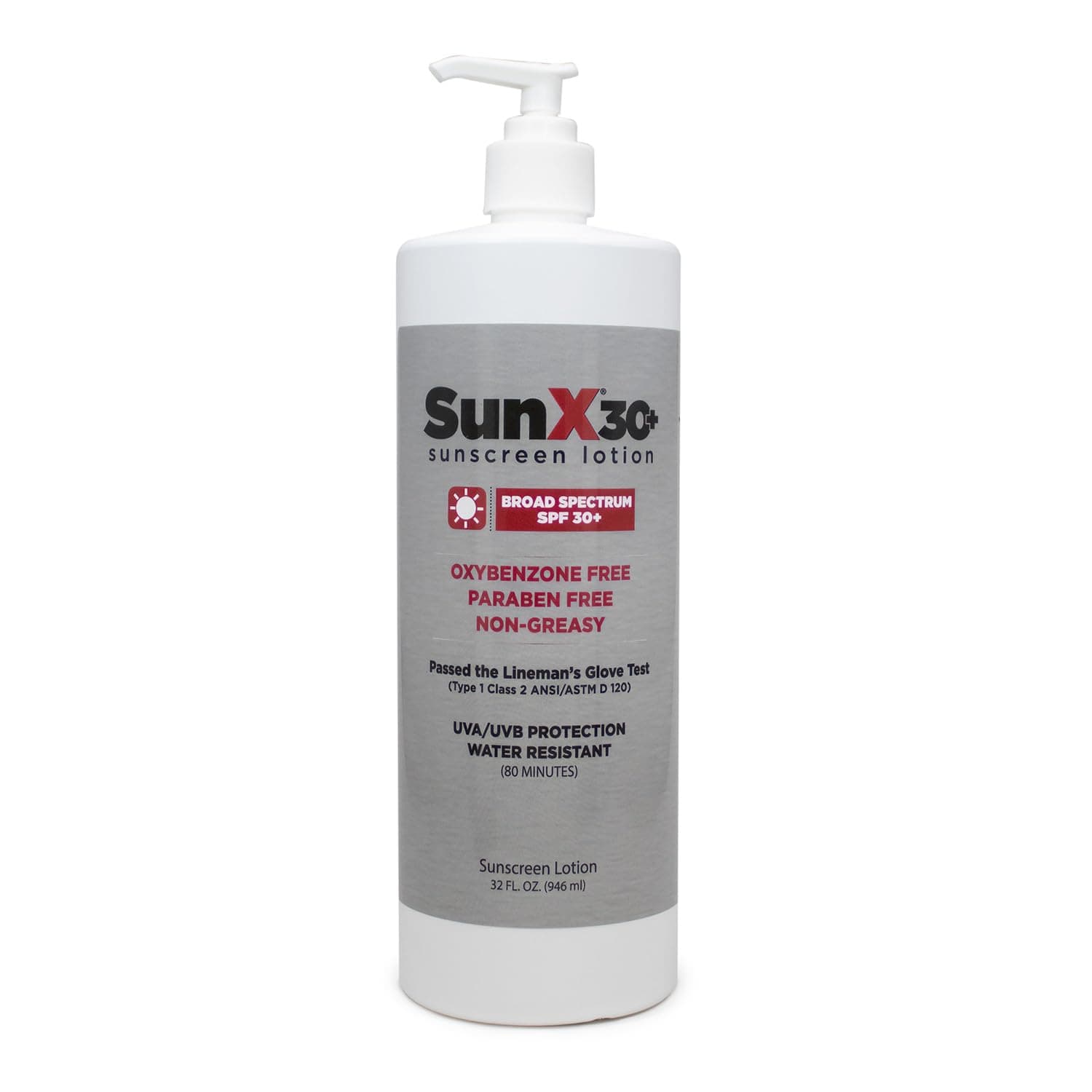 Sun X 30+ SPF Broad Spectrum Sunscreen Lotion - 32oz Bottle of Paraben, Oxybenzone, Octinoxate, & Oil Free Sunscreen - No White Cast and Water Resistant Up to 80 Minutes