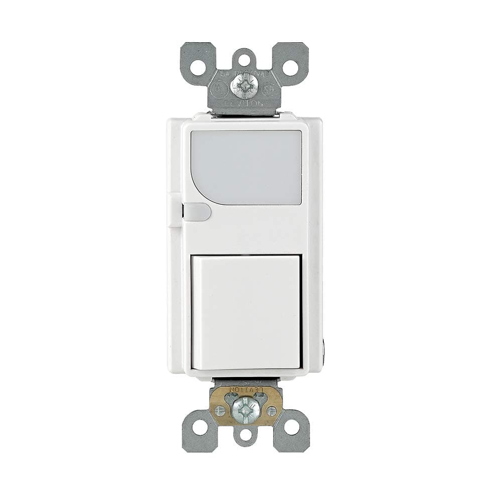 Leviton 15-Amp 120V AC Combination Decora Switch with LED Guide Light, 6526-W, White