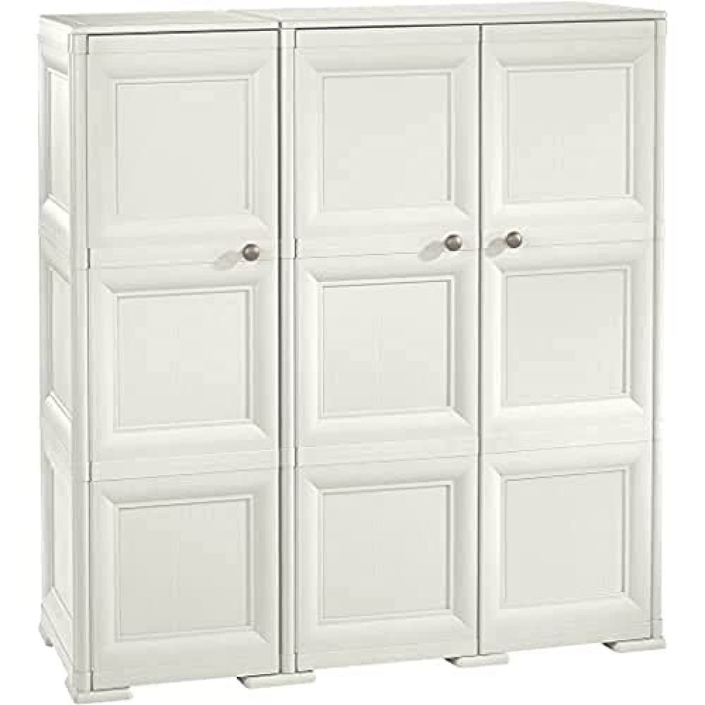 Tontarelli Omnimodus Wardrobe 3 3 Modules, Smooth Doors, White, 118 x 47 x 125 cm