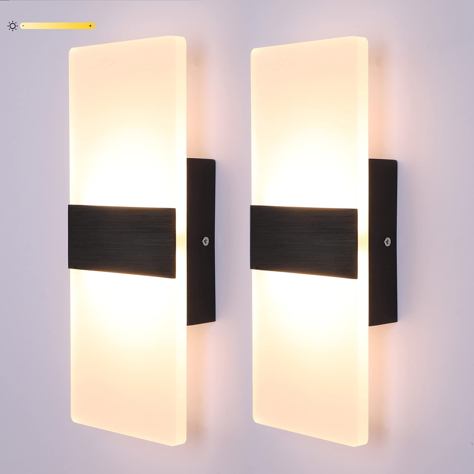 Lightess Modern Wall Sconce 12W Indoor Acrylic Modern Wall Light Set of 2 LED Wall Lamp for Hallway Living Room Corridor Bedroom, Warm White