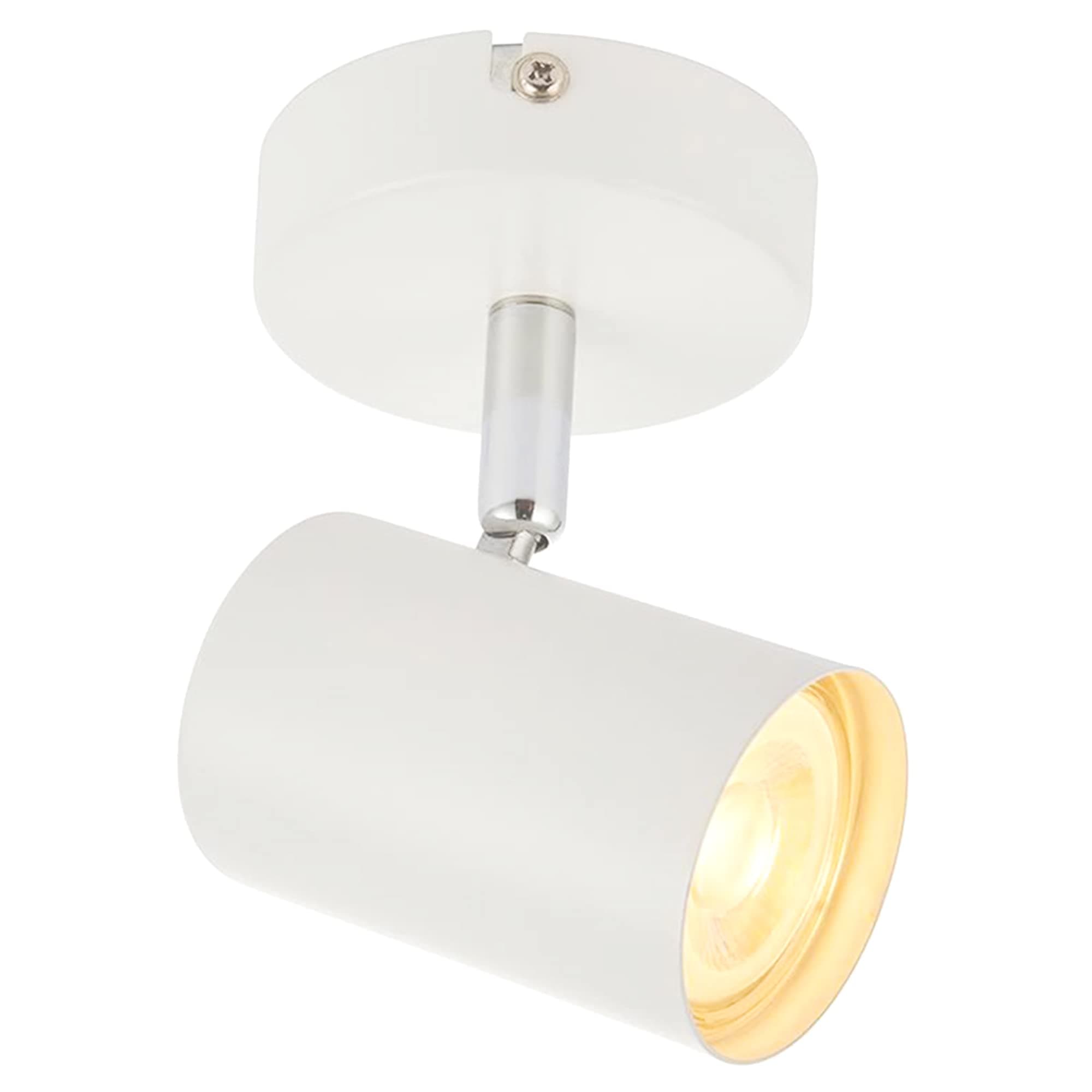 National Lighting Adjustable Single Spotlight - IP20 Rated Dimmable Ceiling Spot Lighting - Decorative LED Wall Lights - 7W 240V LED GU10 (Not Included) - Matt White Finish