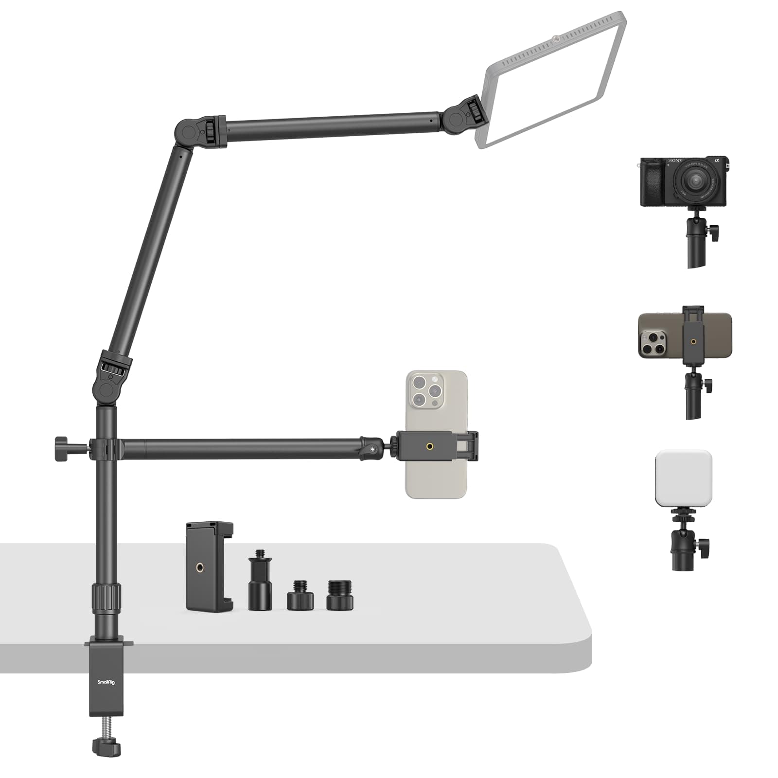 SmallRig Live Desktop Camera Bracket, Camera Desk Mount Stand with Flexible Arm with 360° Rotatable Ball Head, Tabletop C Clamp for Photography Videography Live Stream-4456