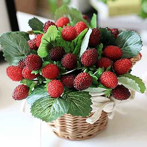 VHOB Wicket 5 Pcs Artificial Fake Plants Raspberry Fruit Plastic Berry Strawberry Decorative Flower for Home Decoration 10"