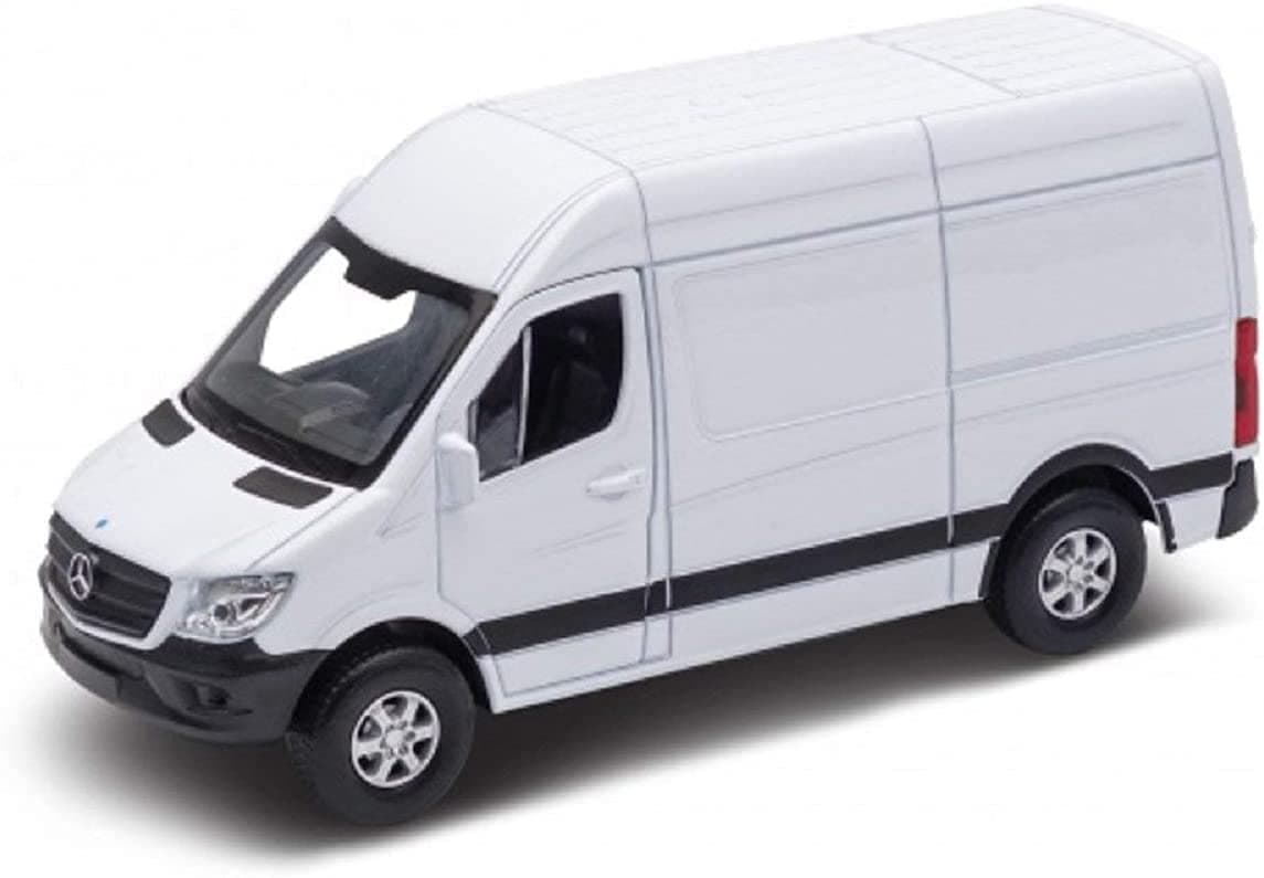 Mercedes-Benz Sprinter Cargo Van 1:48 O Scale 5" Die Cast Metal Model Toy Van, Pull-Back Action (White)
