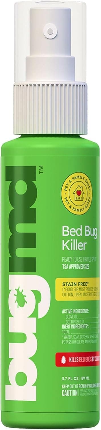 Bed Bug & Mite Spray - TSA Approved 3 oz - Child & Pet Safe, Stain & Odor Free - Lice, Tick, Fly, Mosquito, Flea, Dust Mite Treatment - Travel Essential for Hotels, Suitcases, Backpacks, Shoes