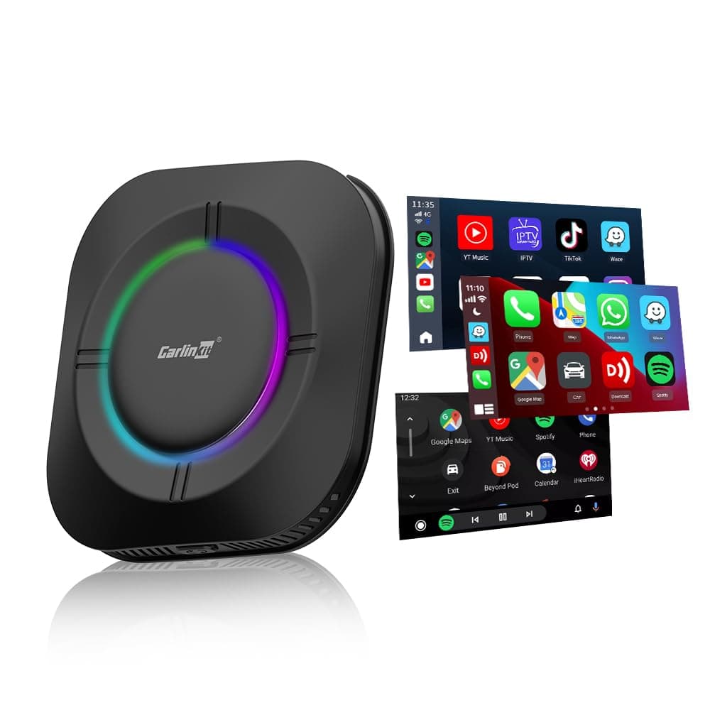Android 13 Tbox S2, LED Version, 4+64GB with Qualcomm 8-core, 3-in-1 Wireless Adapter with CarPlay/Android Auto/Play Store/Streaming Video/Built-in GPS