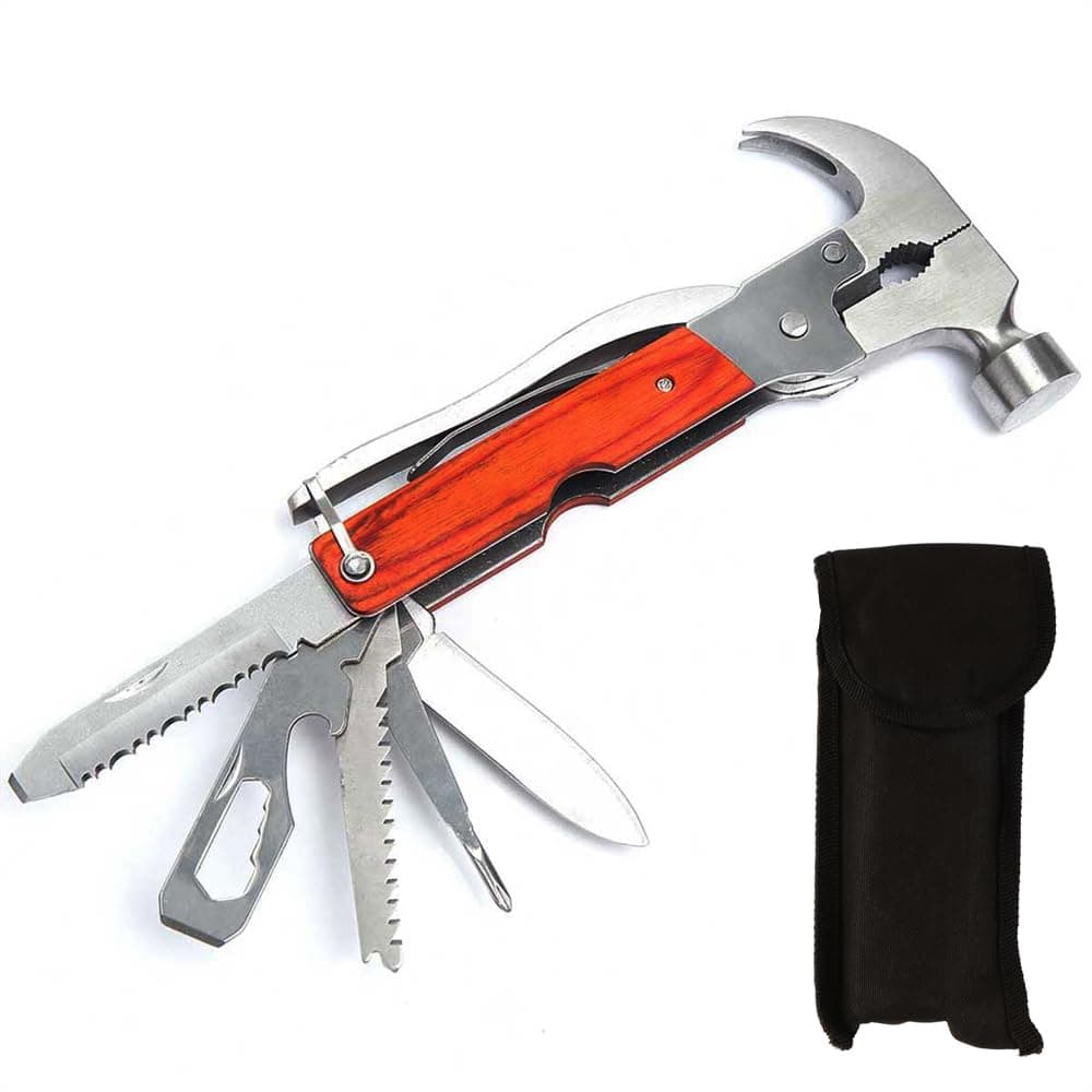 HEXAR Stainless Steel 12-in-1 Portable Multi-Functional Claw Hammer Tool for Camping, Hiking, Hunting, Household, Emergency and Outdoor Survival Kits Emergency Escape Tools