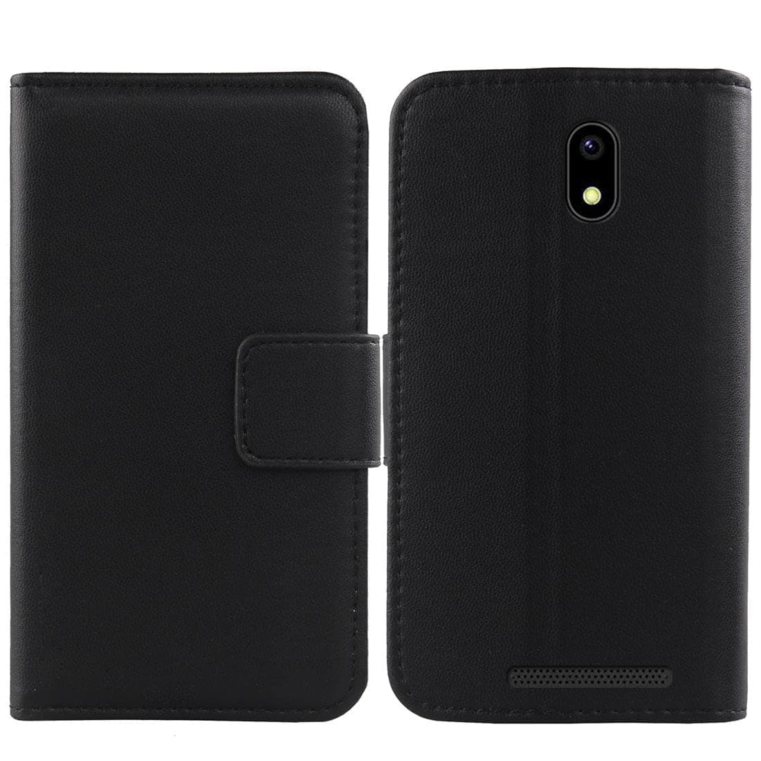 Lankashi Premium Genuine Real Flip Folder Folio Leather Case For TTfone TT20 Smart 3G 4" Book Wallet Business Phone Protection Protector Cover Skin Pouch Etui (Black)