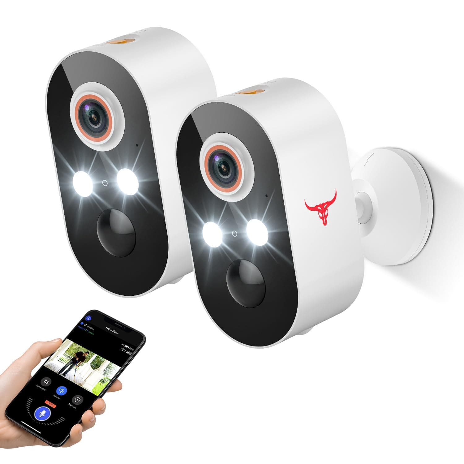 1080P Outdoor Security Camera Wireless with 2-Way Talk, Battery Powered, Color Night Vision, Suitable for Home Security Indoor/Outdoor, Cloud Storage (Sold Separately), 2.4G WiFi Only (2Pack)