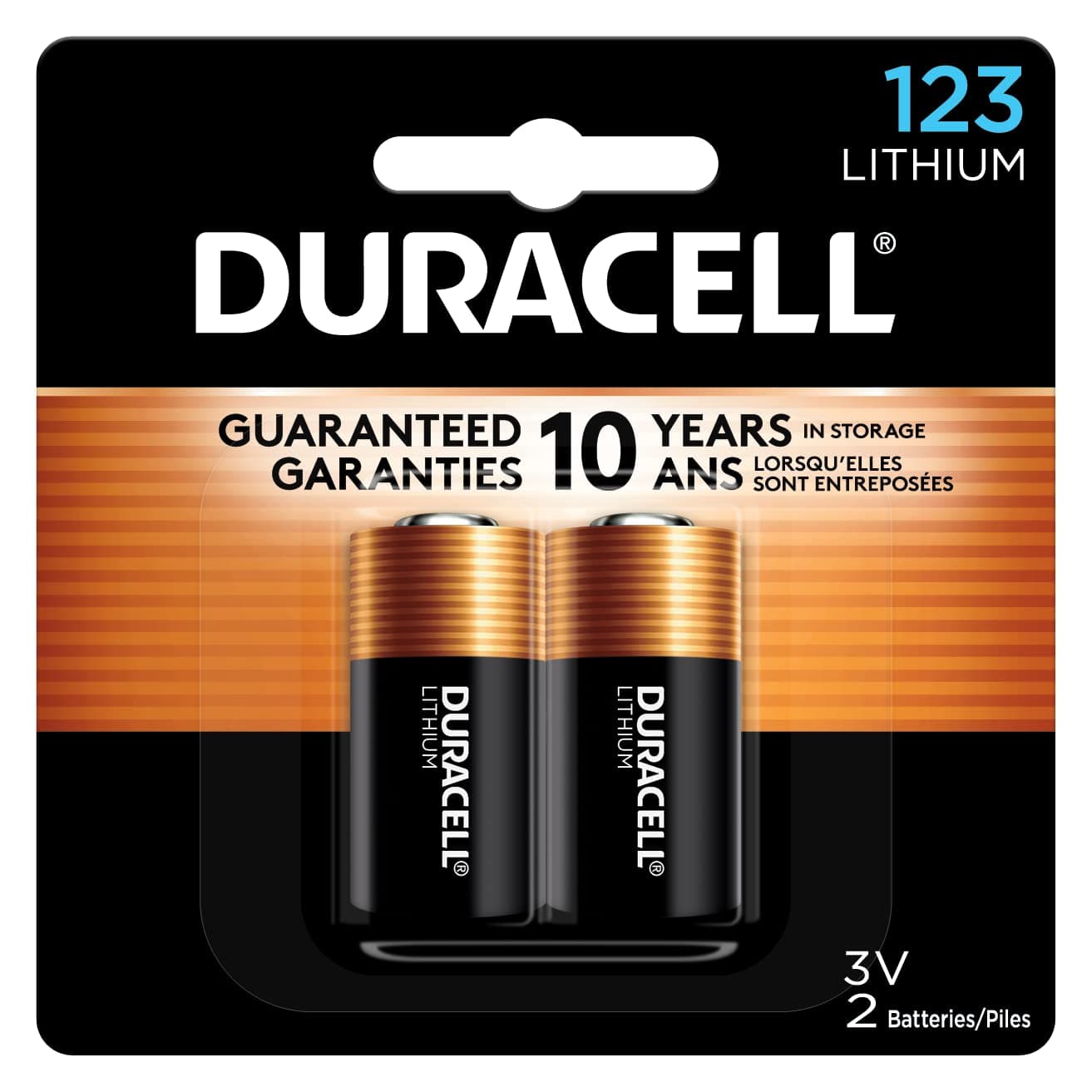Duracell CR123A 3V Lithium Battery, 2 Count (Pack of 1), 3 Volt High Power for Home Safety, Security Devices, Flashlights, Smoke Alarms, Home Automation