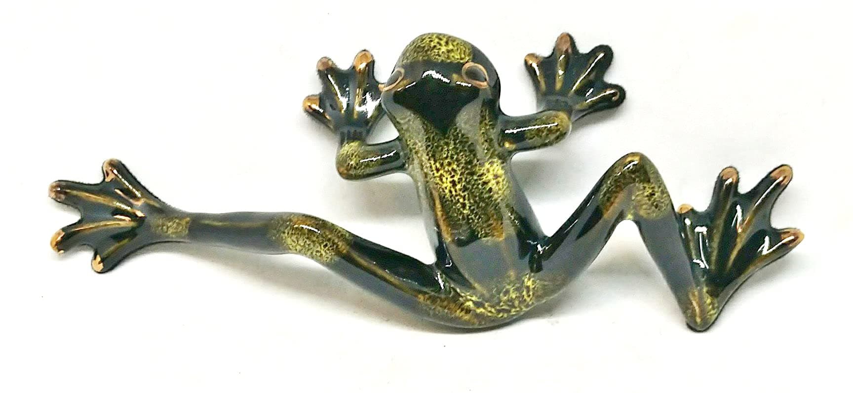 Black and Green Ceramic Frog Figurine (C)