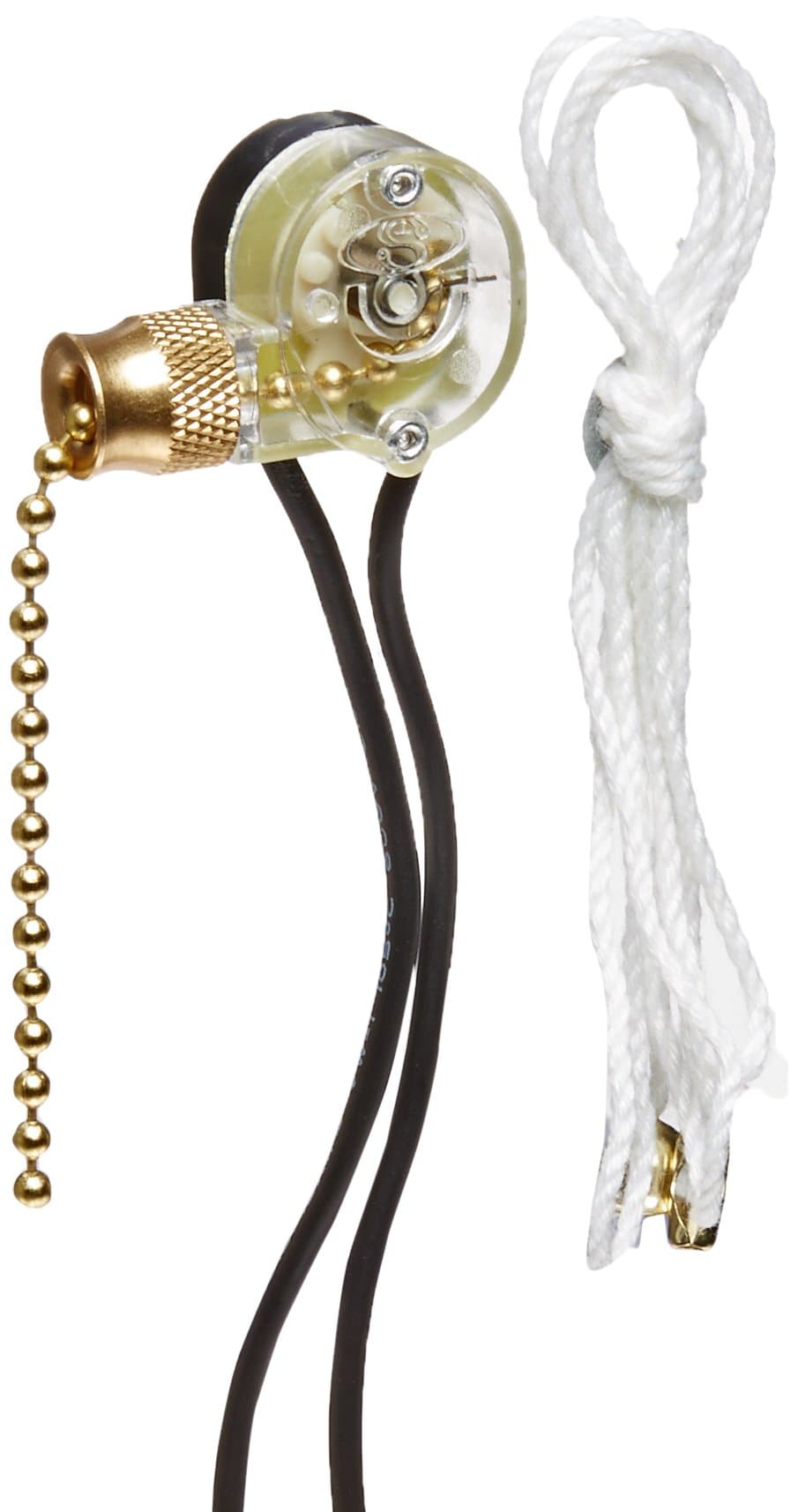 NSI 75101CW Pull Chain Switch, On Off Circuit Function, SPST, Brass Actuator, 6/3 amps at 125/250 VAC