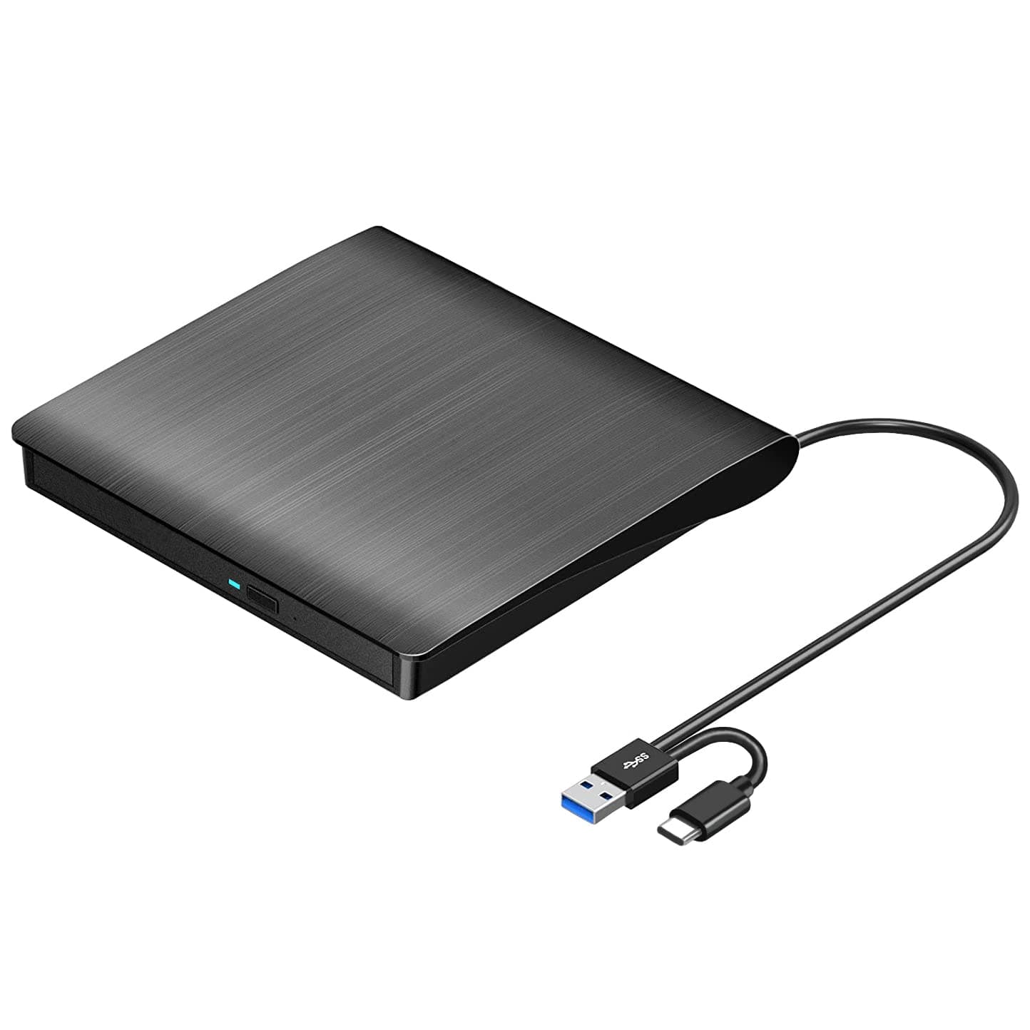 External CD/DVD Drive for Laptop, USB 3.0 & USB-C Portable CD/DVD-RW Player Reader Writer Burner, Optical Disc Drive for Windows 11/10 PC, Mac, MacBook & Linux Computer, Model ECD829-Y