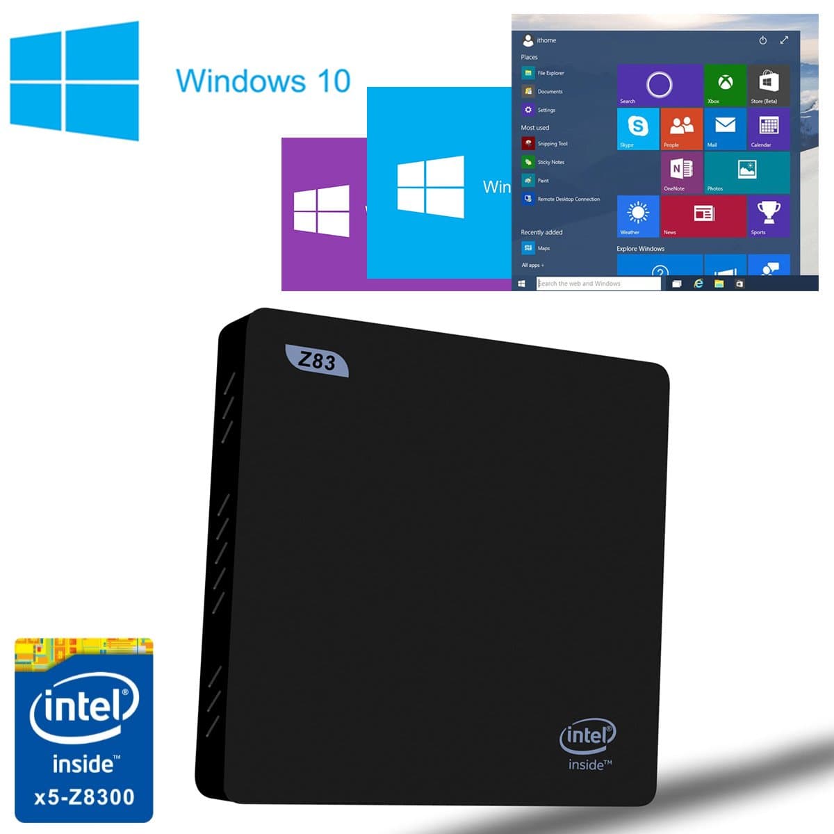 Z83 Mini PC Windows 10 Desktop, CPU: Intel Atom x5-Z8300 Processor, 64-bit, 1000Mbps LAN Intel HD Graphics GPU|DDR3 2GB RAM| 32 GB System Disk | 128G Max Extendable Capacity BT 4.0 USB 3.0