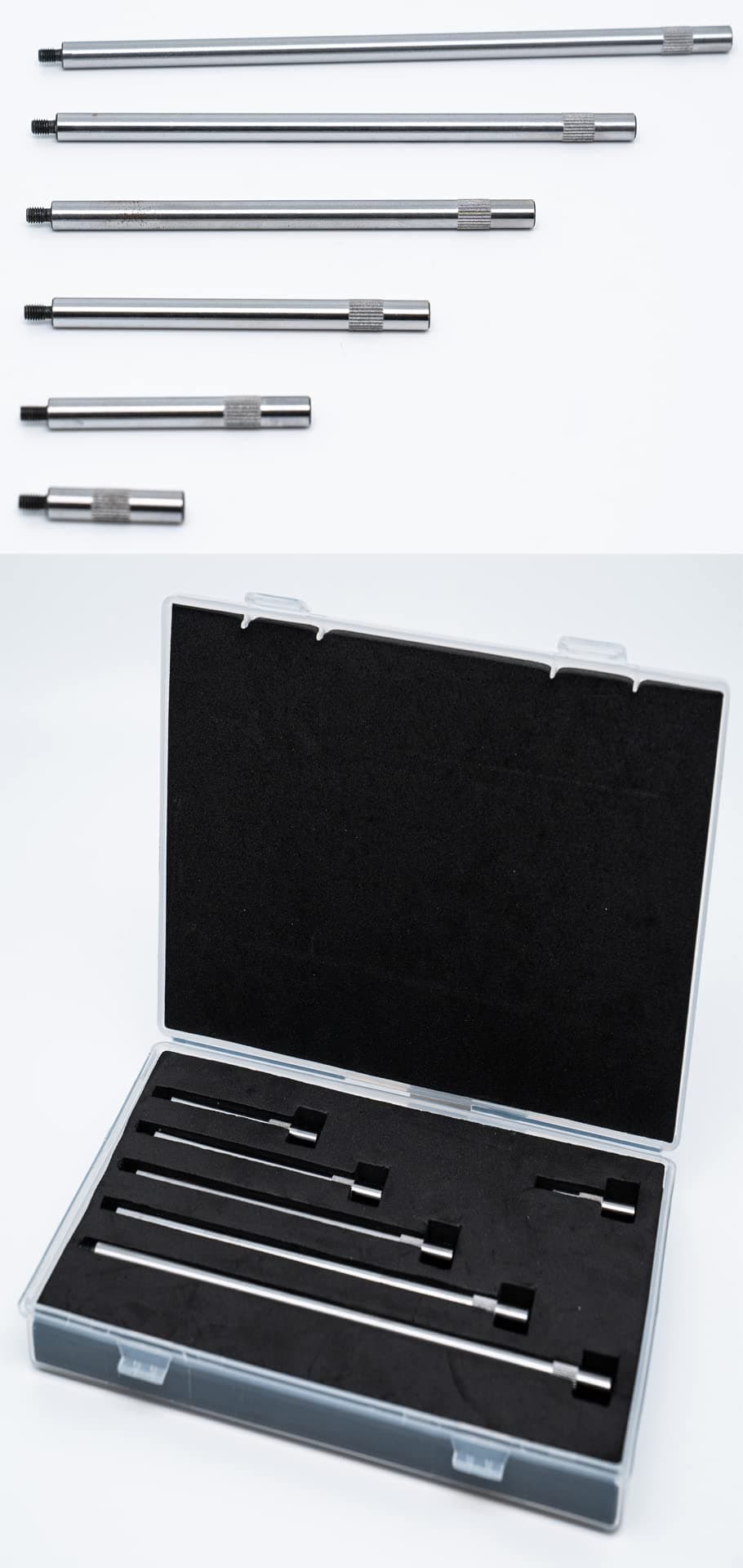 Dial & Electronic Indicator Extension Stem Rod Set 6 Piece 1", 2", 3", 4", 5", 6" Combine to 0-21" Include Plastic Case