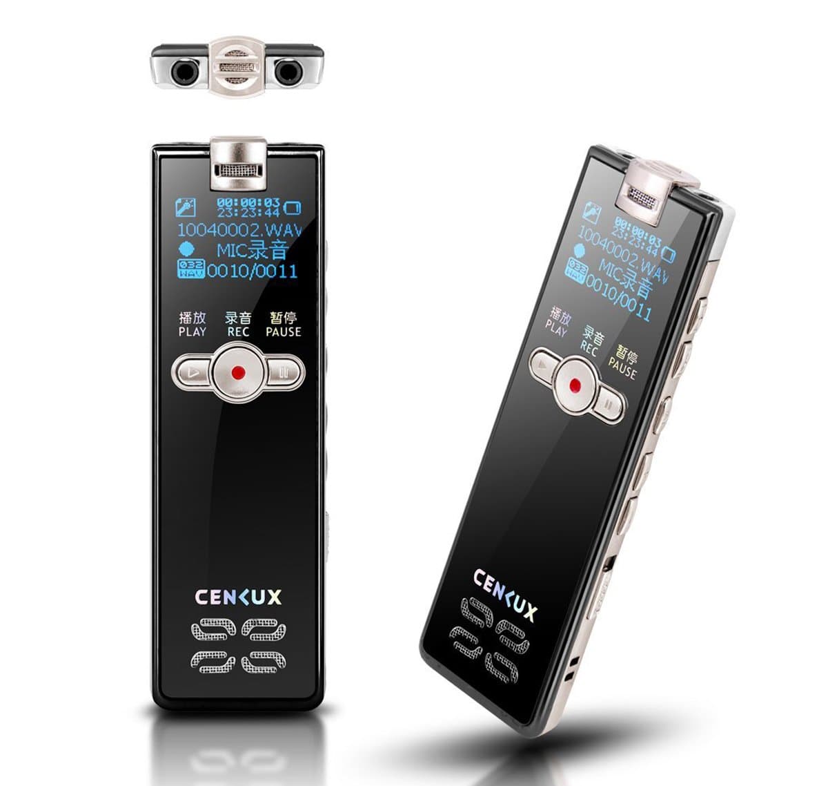 Cenlux Professional Digital Voice Recorder MP3 Player, Portable Multi-functional Rechargeable Dictaphone, Silver
