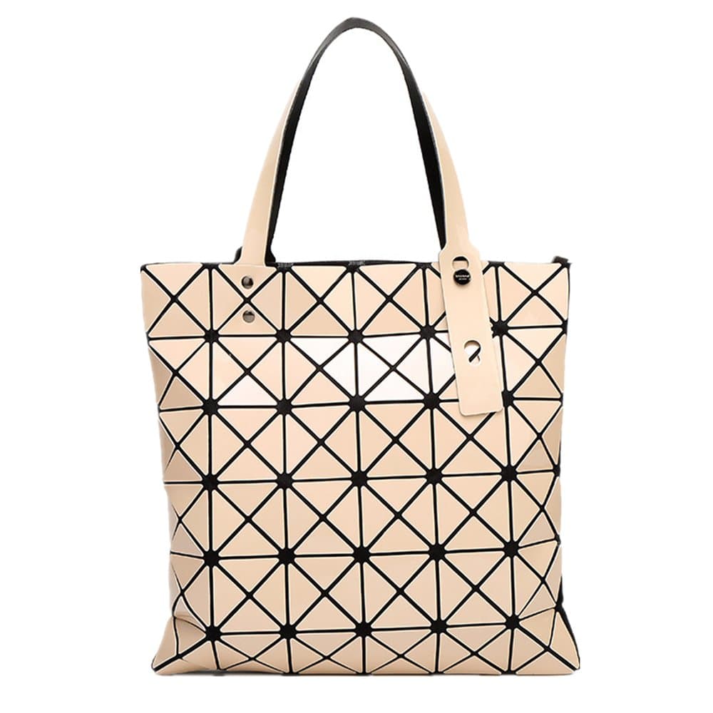 Womens Checkered Tote Bag,PU Leather Geometric Diamond Split Joint Shoulder Bag Top Handle Bag