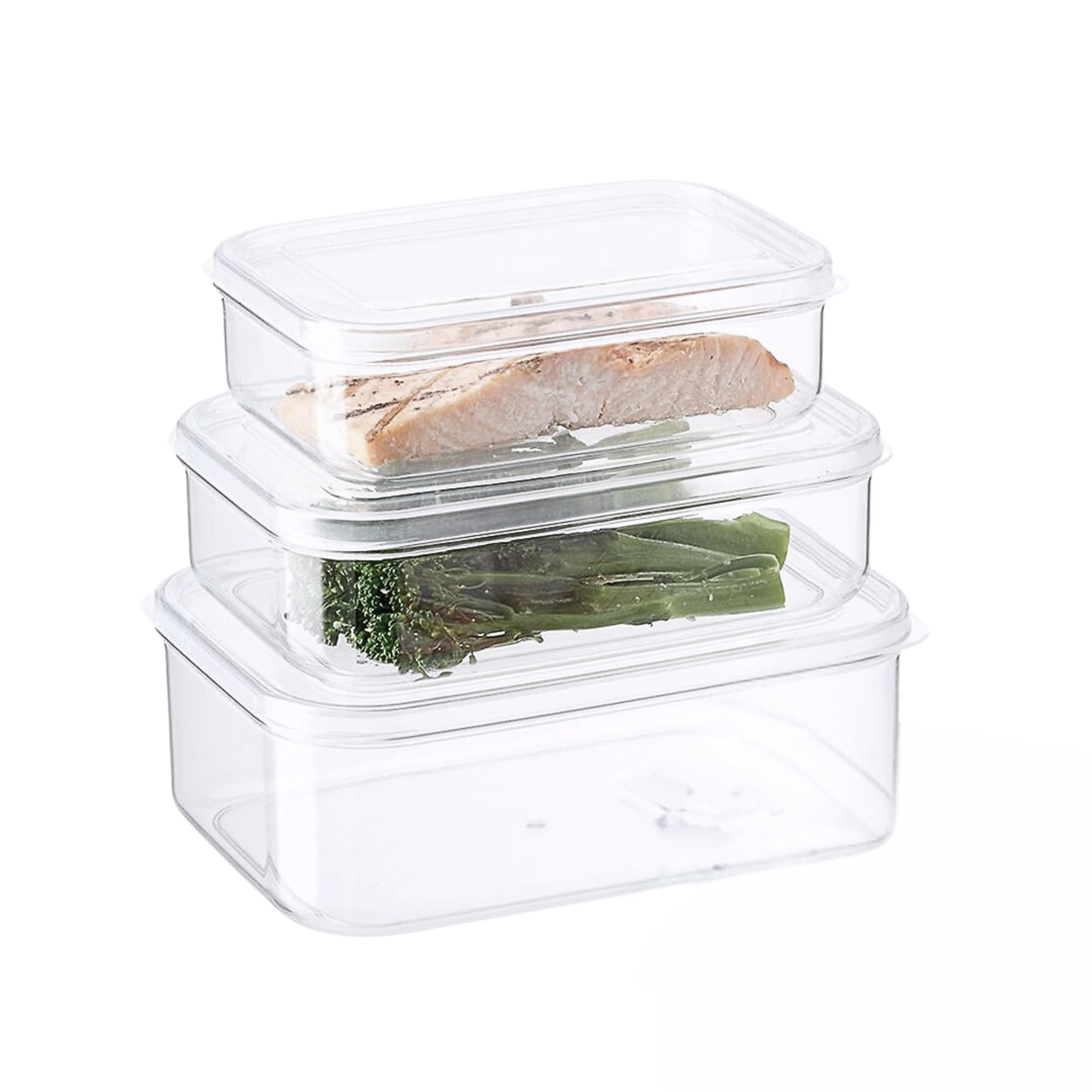 3 Set, Micro Clear Kitchen Pantry Food Storage Container Set with Lid, Shatterproof, BPA Free, Dishwasher, Microwave Safe Canister, Fridge Refrigerator Organizer (1.0qt / 1.4qt / 2.3qt)