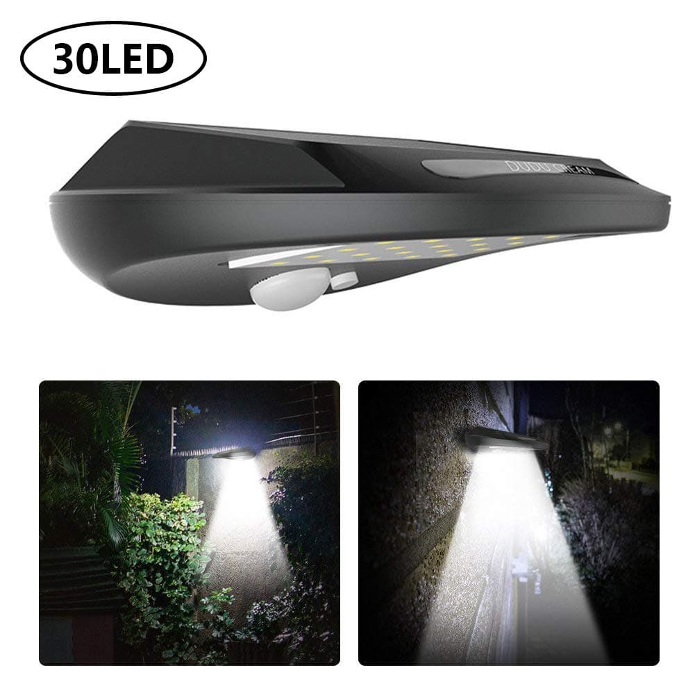 Solar Lights Outdoor, 30 LED Bright Solar Powered Security Light with Motion Sensor, 120 Degree Wide Angle Sensor, Wireless Waterproof Garden Wall Lights for Patio, Deck, Pathway, Driveway, Walkway