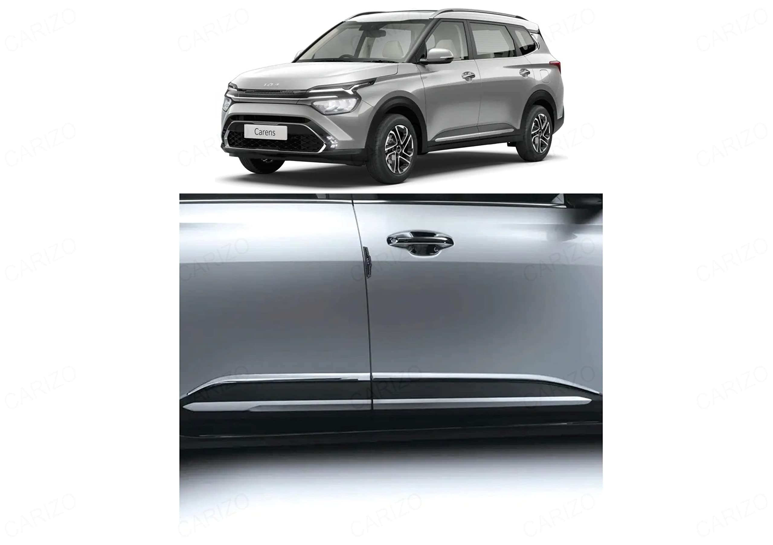 Side Beading Protective Side Mouldings (Pack of 4) Full Chrome Compatible with Kia Carens (2022-2024)