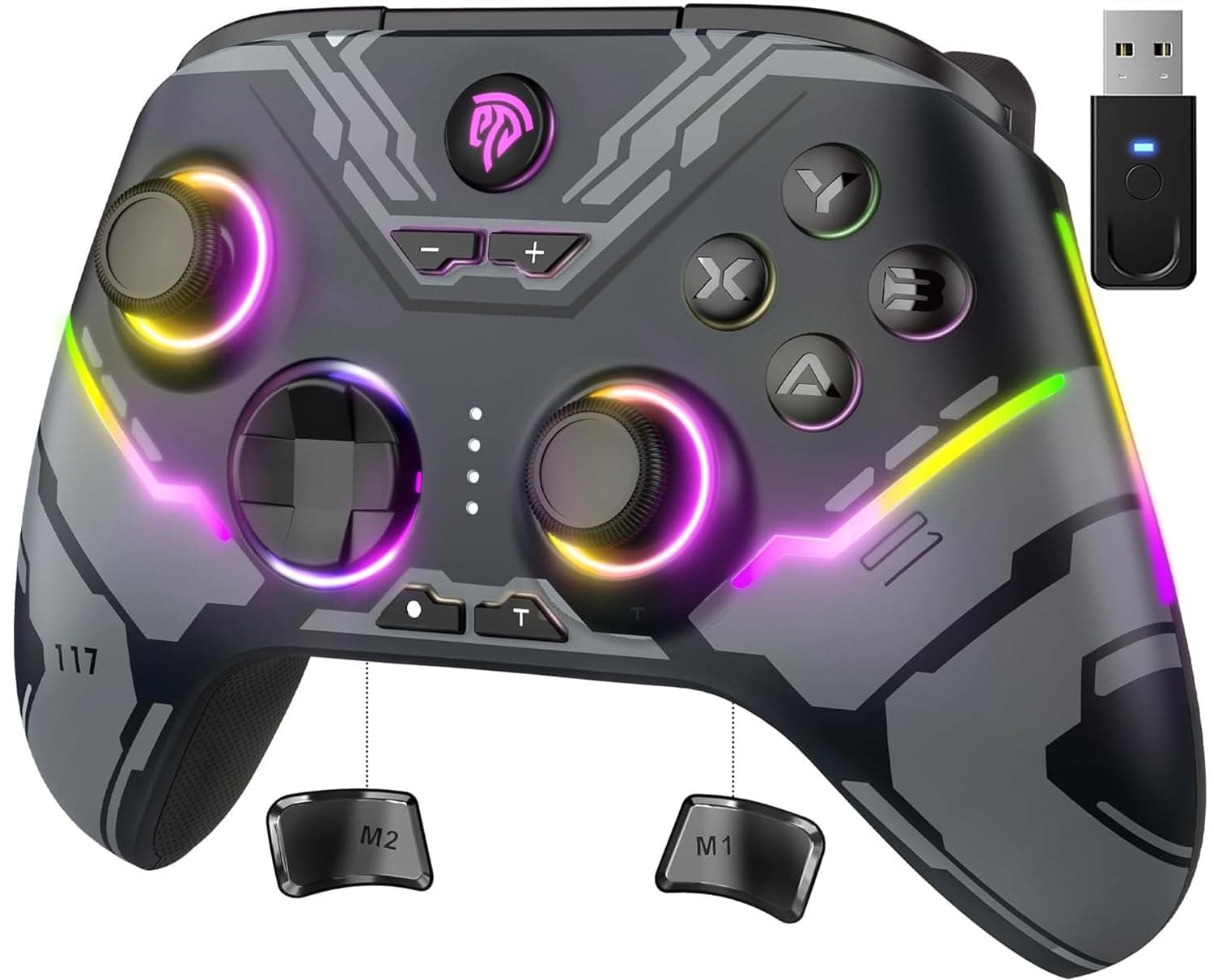 EasySMX X15 PC Controller - Wireless Bluetooth Controller with Hall/Trigger Hall Joysticks/RGB Lighting - No Stick Drift, No Dead Zone - for Windows PC, Android, Steam and Switch
