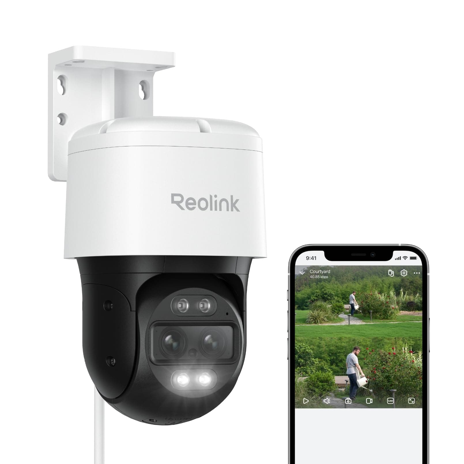 PTZ Security Camera System 4K, IP PoE 360 Camera with Dual-Lens, Auto 6X Hybrid Zoomed Tracking, 355 Pan & 90 Tilt, Outdoor Surveillance, AI Detection, TrackMix PoE