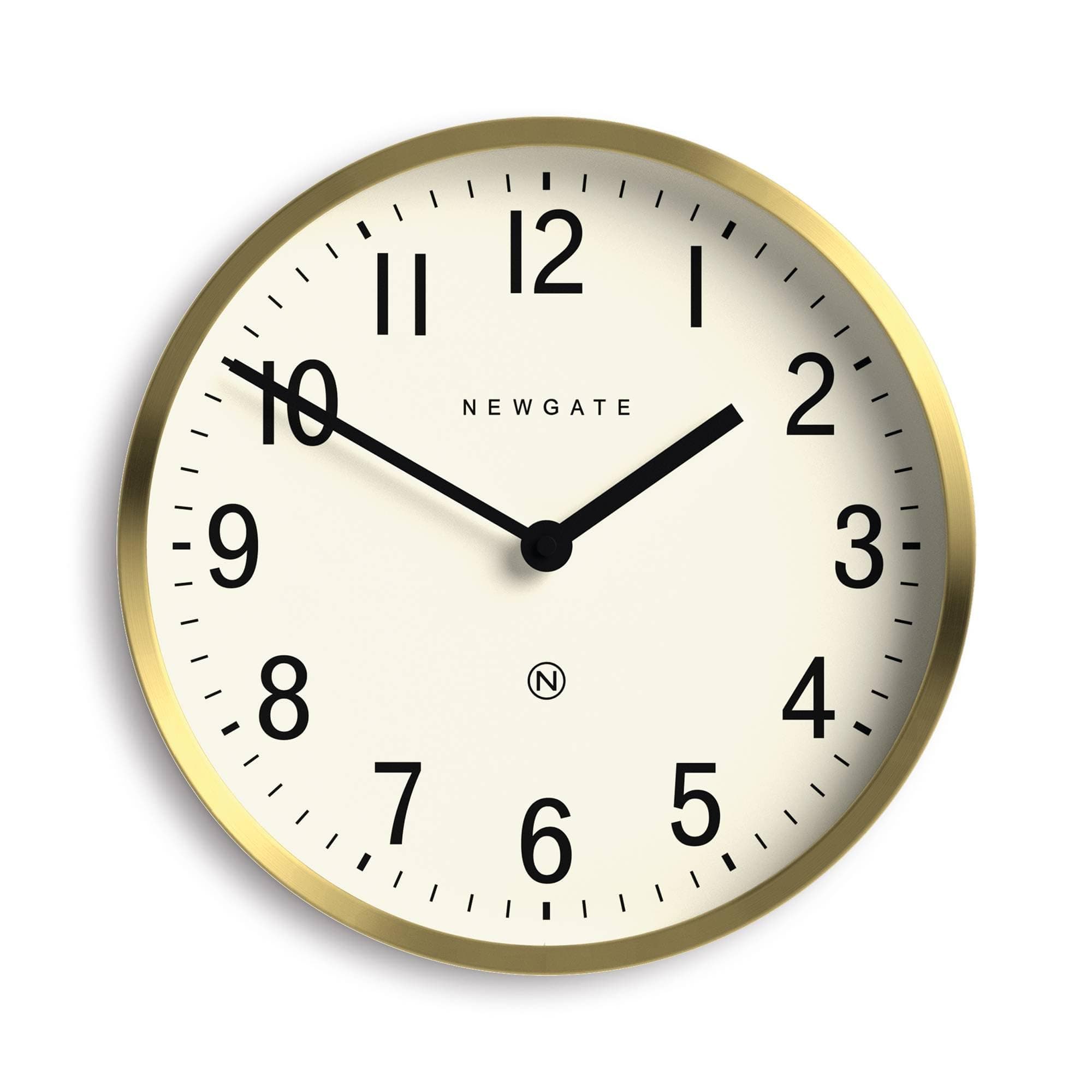 NEWGATE® Master Edwards wall clock | Mid century style clock | 30cm | Deep metal case with brass/gold finish | Modern retro design for kitchen, living room or office