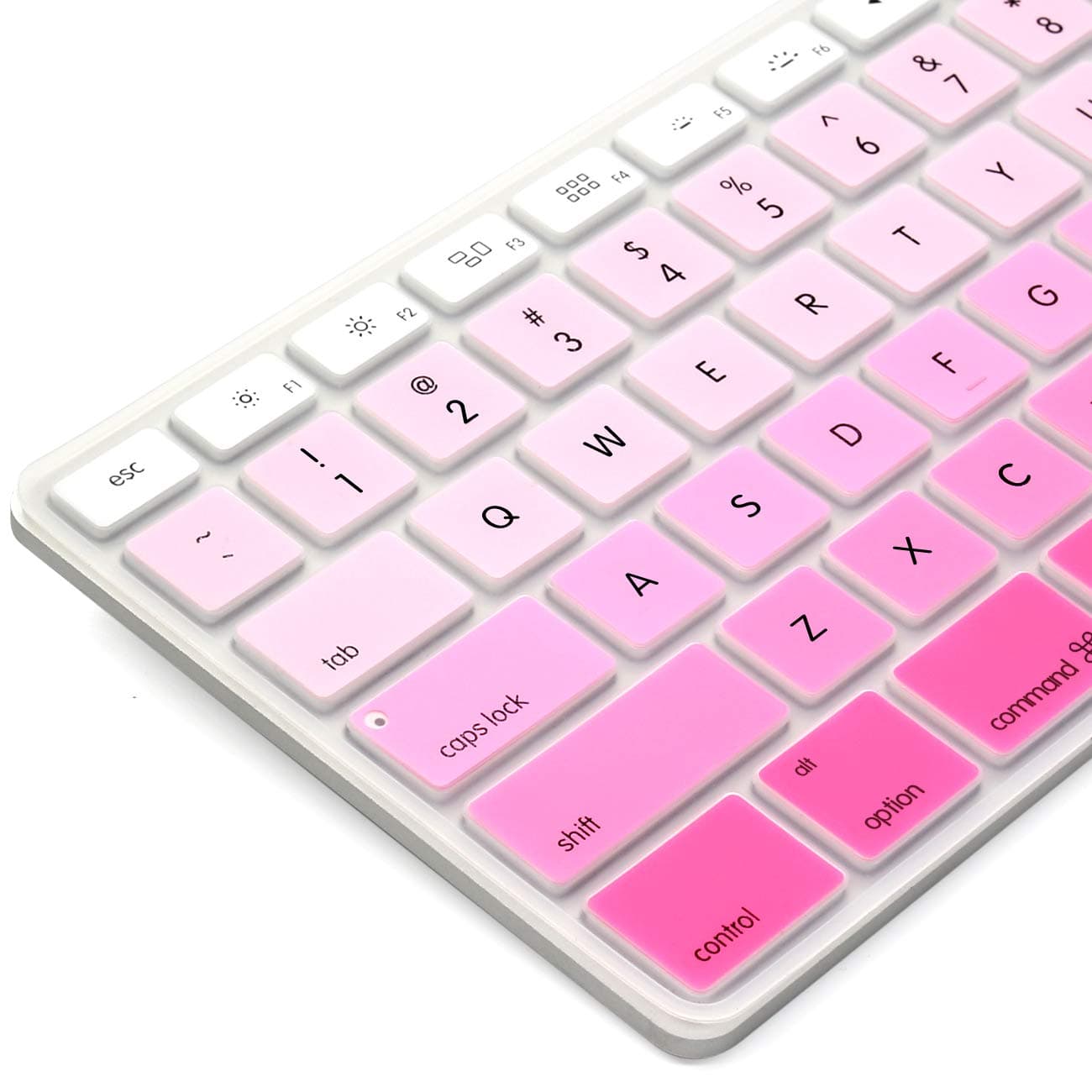 ProElife Ultra Thin Washable Extended Layout Silicone Keyboard Protective Cover Skin for Apple Mac Aluminum Wired Keyboard MB110LL/B (A1243) U.S Version/Function Keys/Numeric Keypad (Ombre Pink)