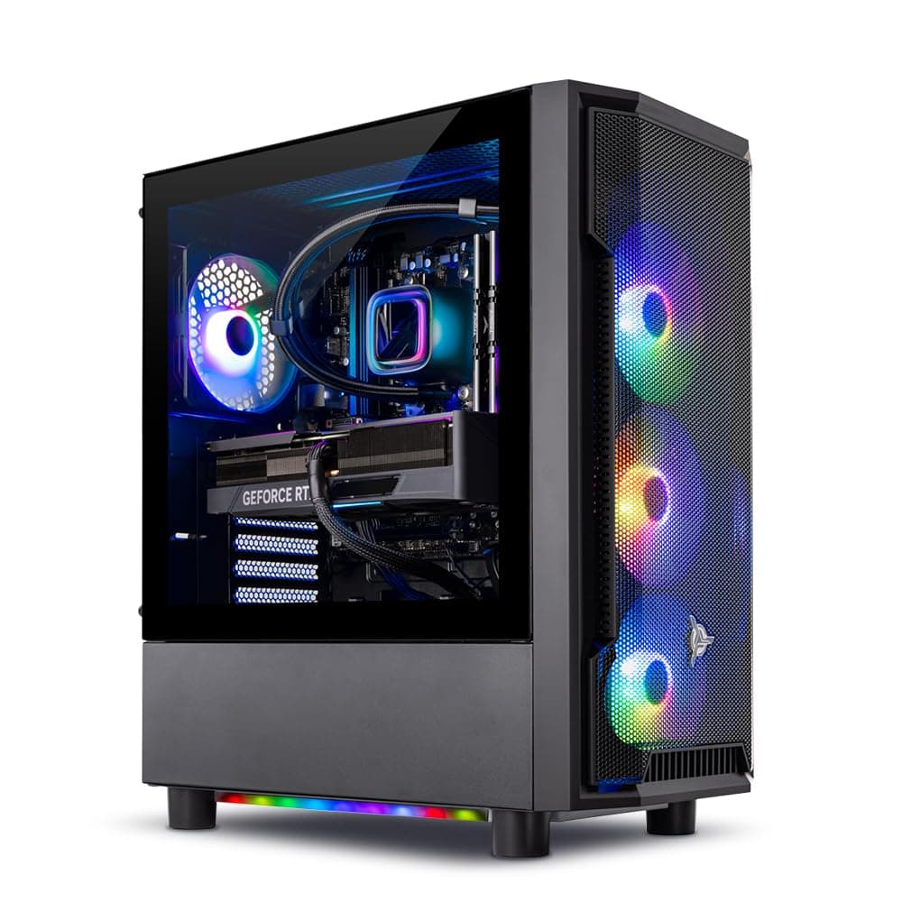 Skytech Gaming Shadow Gaming PC Desktop – AMD Ryzen 7 5700X 3.4 GHz, NVIDIA RTX 4060, 1TB NVME SSD, 16GB DDR4 RAM 3200, 600W Gold PSU, 11AC Wi-Fi, Windows 11 Home 64-bit,Black