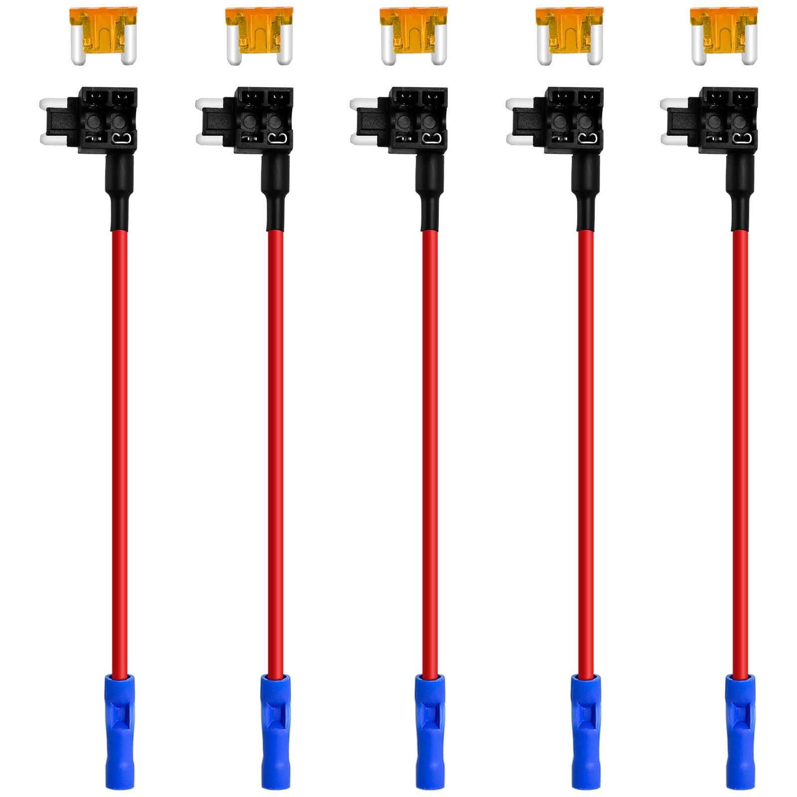 MuHize Low Profile Mini Fuse Tap - Upgraded Locking Clip Adapter with 5A Fuse, Anti-Vibration Design for RV, SUV, Truck Vehicles