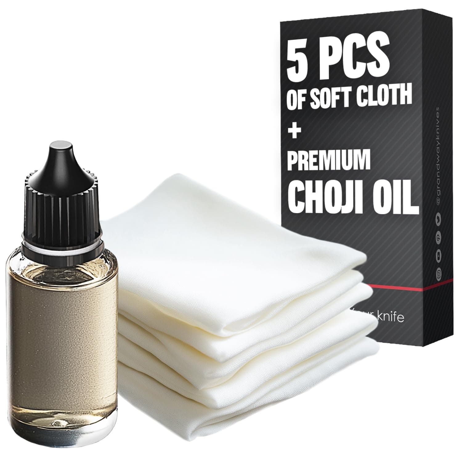 Basic Katana Cleaning Kit with 5 pcs Cleaning Cloths and Bottle of Choji Oil - Maintenance Care Set for Samurai Swords - Care for Samurai Japanese Ninja Katanas Swords - Birthday Gift for Everyone