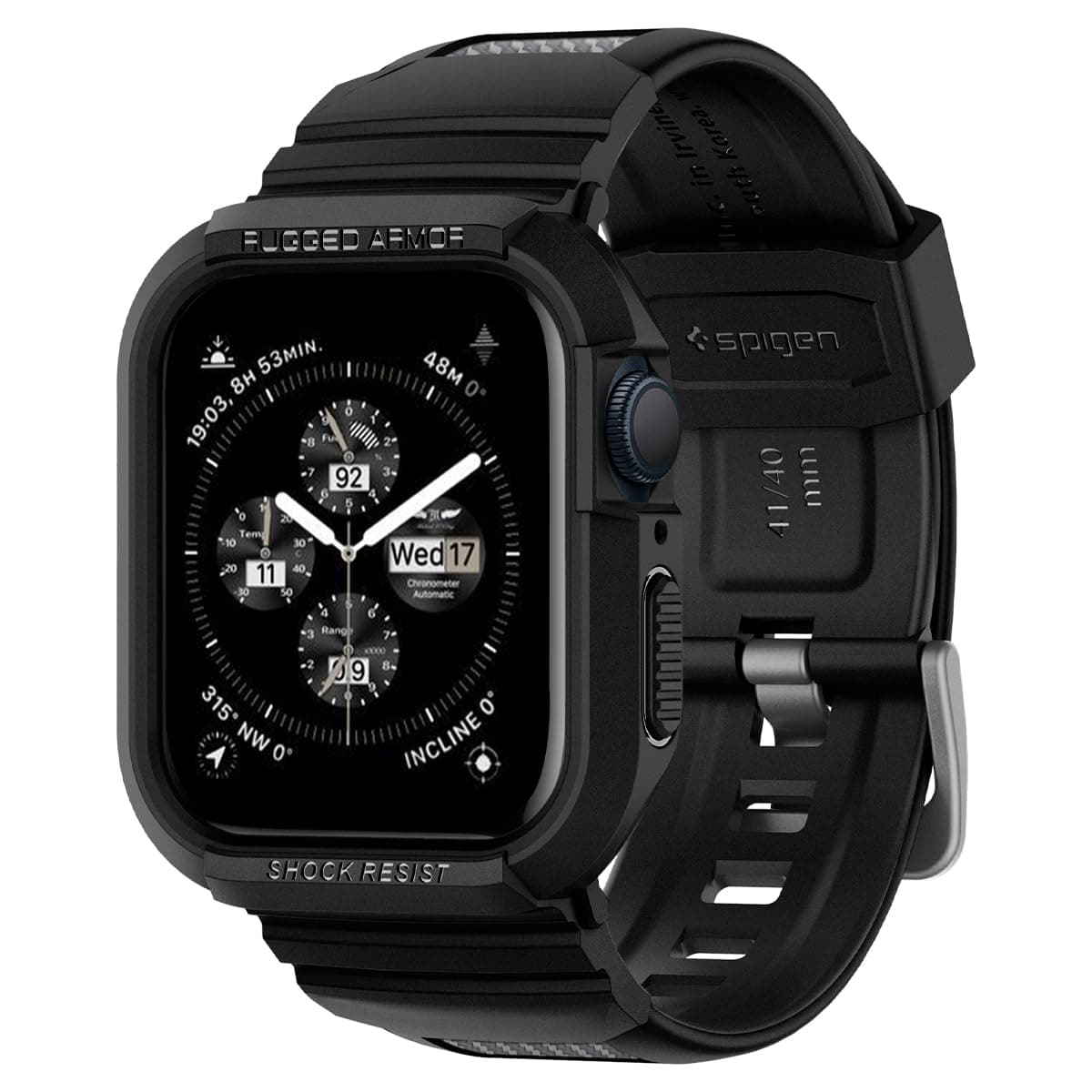 Spigen Rugged Armor PRO designed for Apple Watch Band with Case for Series 9/8/7 (41mm) and Series SE2/6/SE/5/4 (40mm)