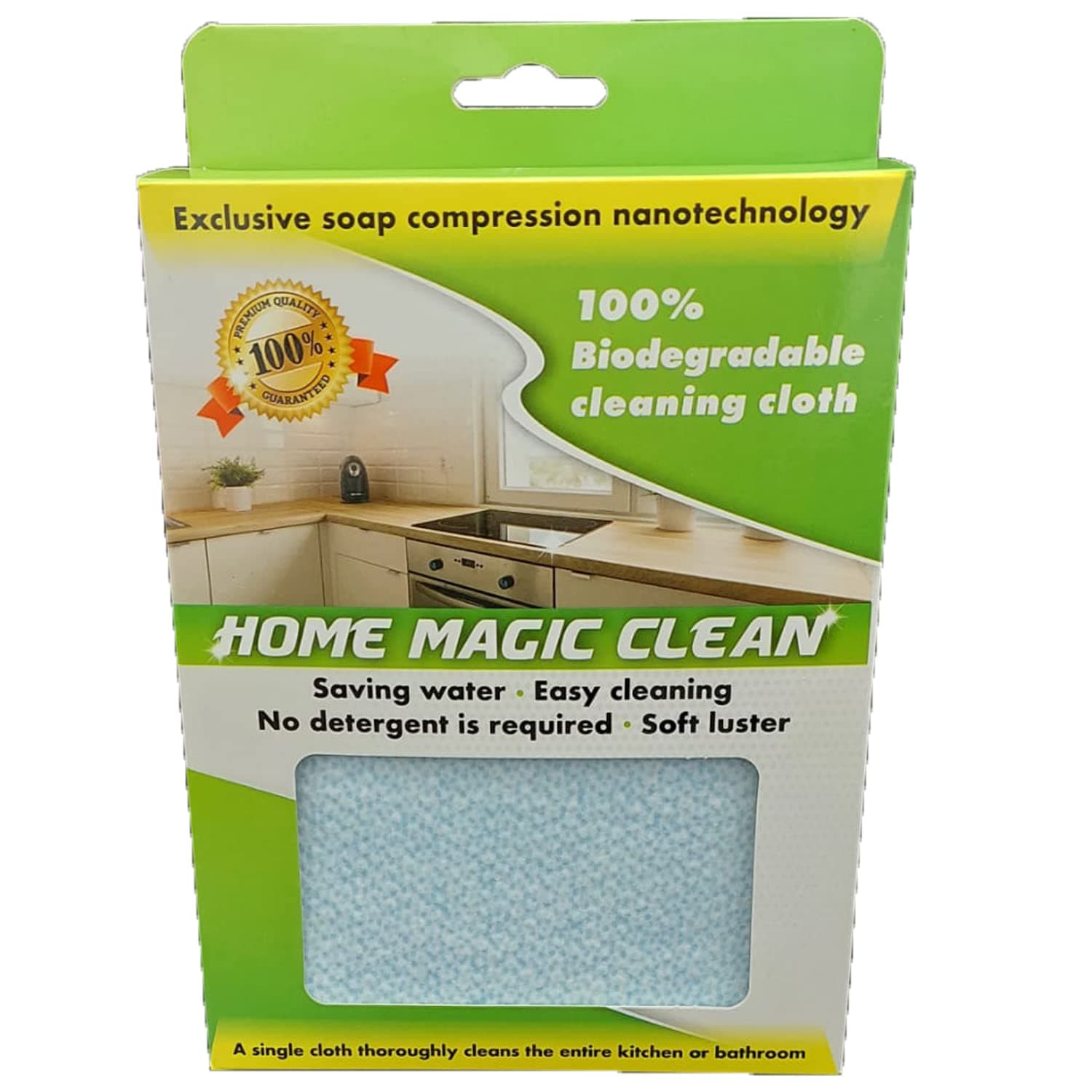 Magic Clean for Home Use - Bio-Degradable Multipurpose Cleaner Wipes with Slow Release Soap Imbedded in the Wipe, Reusable Cloth Unitl Soap Finishes. Clean up to 215 Sq/f per Cleaning Cloth.