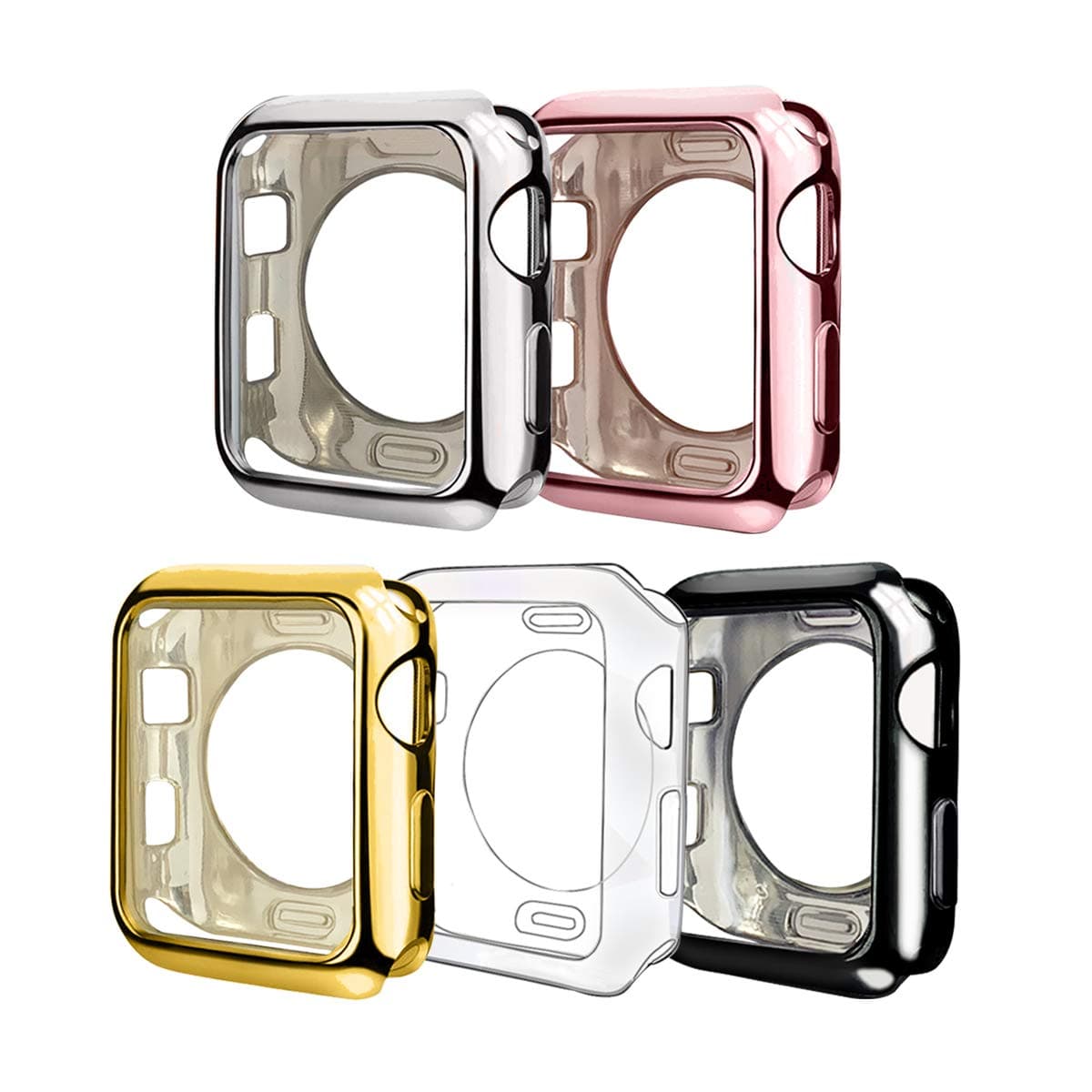 ISENXI Compatible with Apple Watch Case 42mm, 5 Pack Soft TPU Ultra-Slim Lightweight Bumper Scratch Resistant Protective Cover Case Compatible for Apple iWatch Series 3 2 (5 Pack)