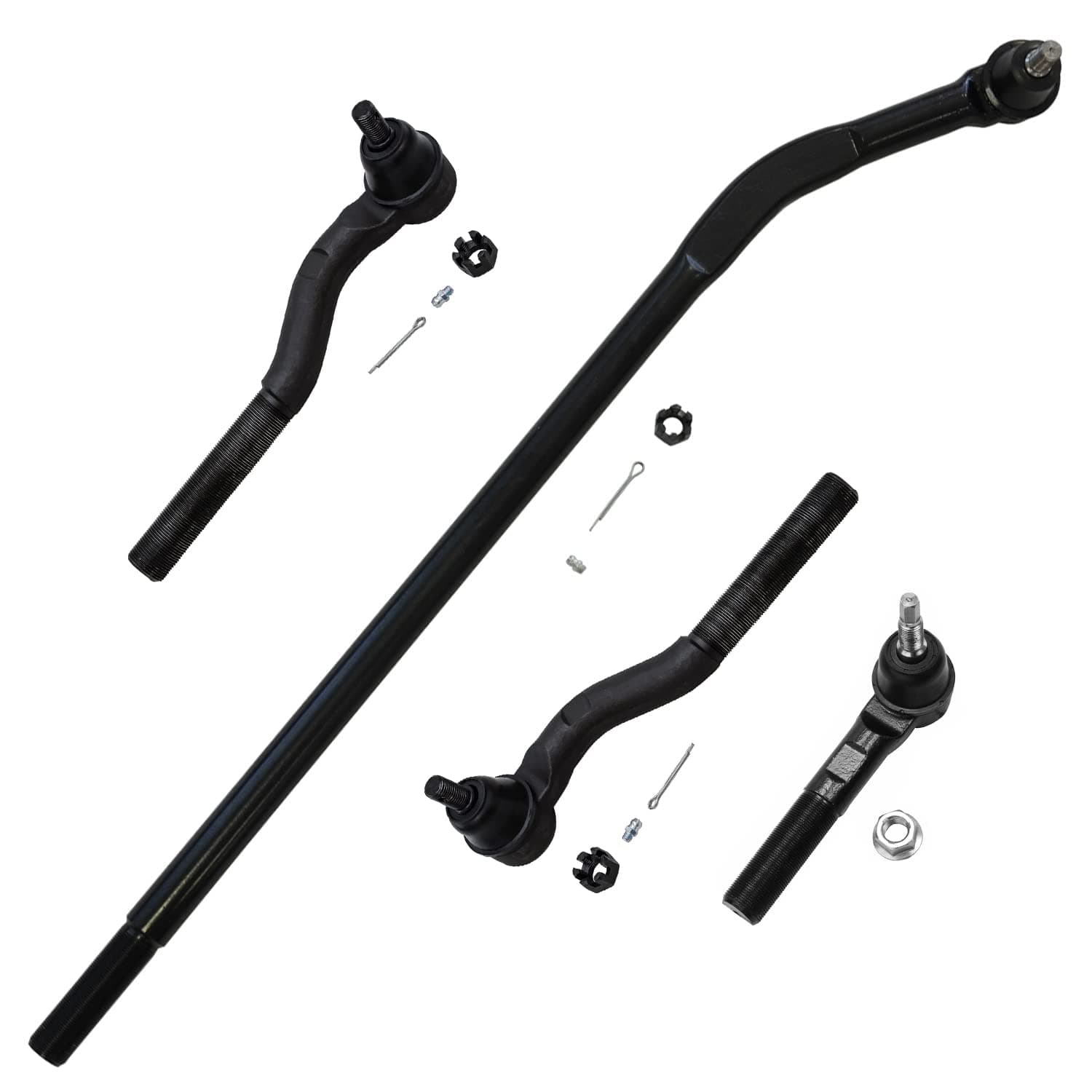 Detroit Axle - Front 4pc Tie Rods Kit for 2007-2017 Jeep Wrangler 2018 Wrangler JK, 4 Tie Rod Ends 2008 2009 2010 2011 2012 2013 2014 2015 2016 Replacement