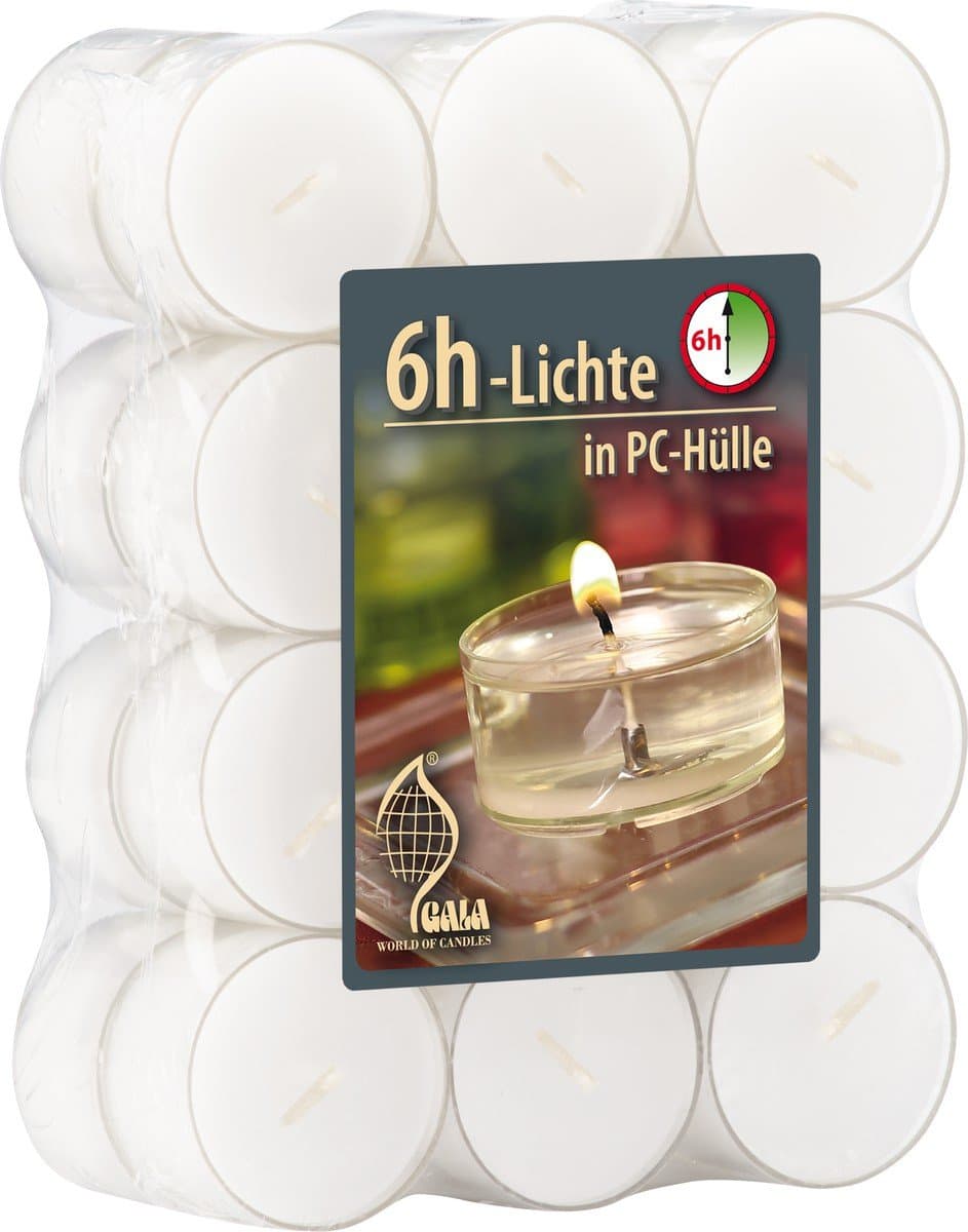 Gala tea lights in clear plastic sleeve diameter 4 cm, white, 24 Pieces (1 Pack)