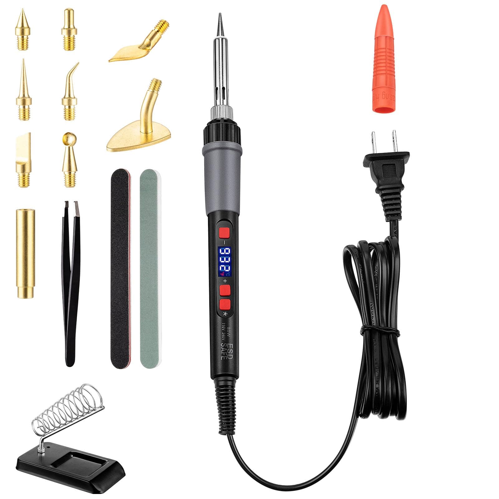 3D Printer Smoothing Tool Kit,14 PCS 3D Printing Modify Finishing Tool, 80w LCD Digital Adjustable Temperature Fast Heating Printing Tool for Smoothing, Repairing,and Modifying 3D Printed Parts