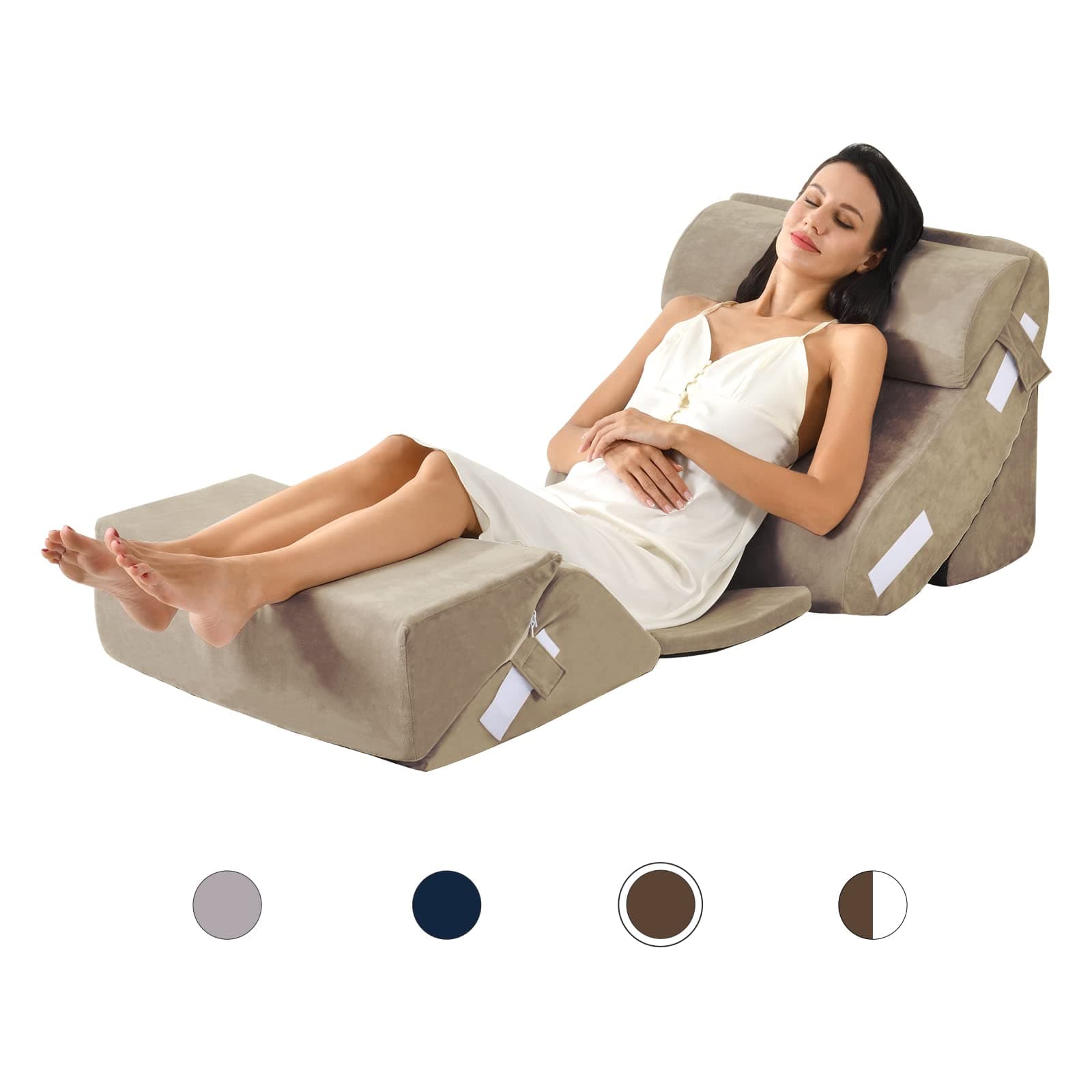 6PCS Orthopedic Bed Wedge Pillow Set, Adjustable Memory Foam Pillow Wedge for Post Surgery, Back, Leg and Neck Pain Relief & Heartburn, Anti Snoring, Acid Reflux, Sleeping | Machine Washable Cover