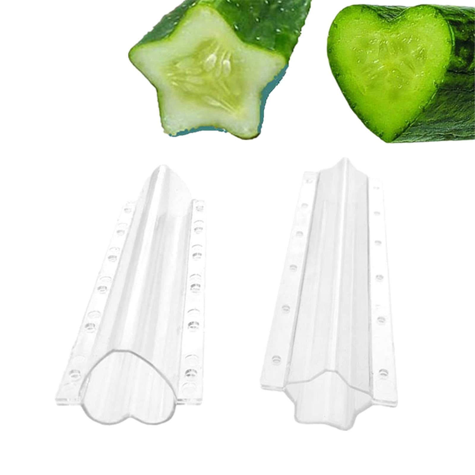 2PCS Cucumber Styling Growth Mold Plastic Heart Shaped Five-Pointed Star Transparent Garden Fruit Vegetable Growing Molds(Star+Heart)