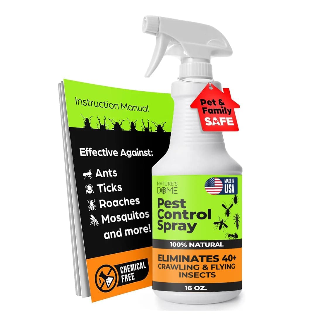 Nature's Dome Eco-Friendly Lab Tested – 16 oz – Pest Control - Insect, Spider, Fly, Flea, Ticks, Ant Spray Safe for Pets and Kids 100% Natural – Fast-Acting, for Indoor & Outdoor Use