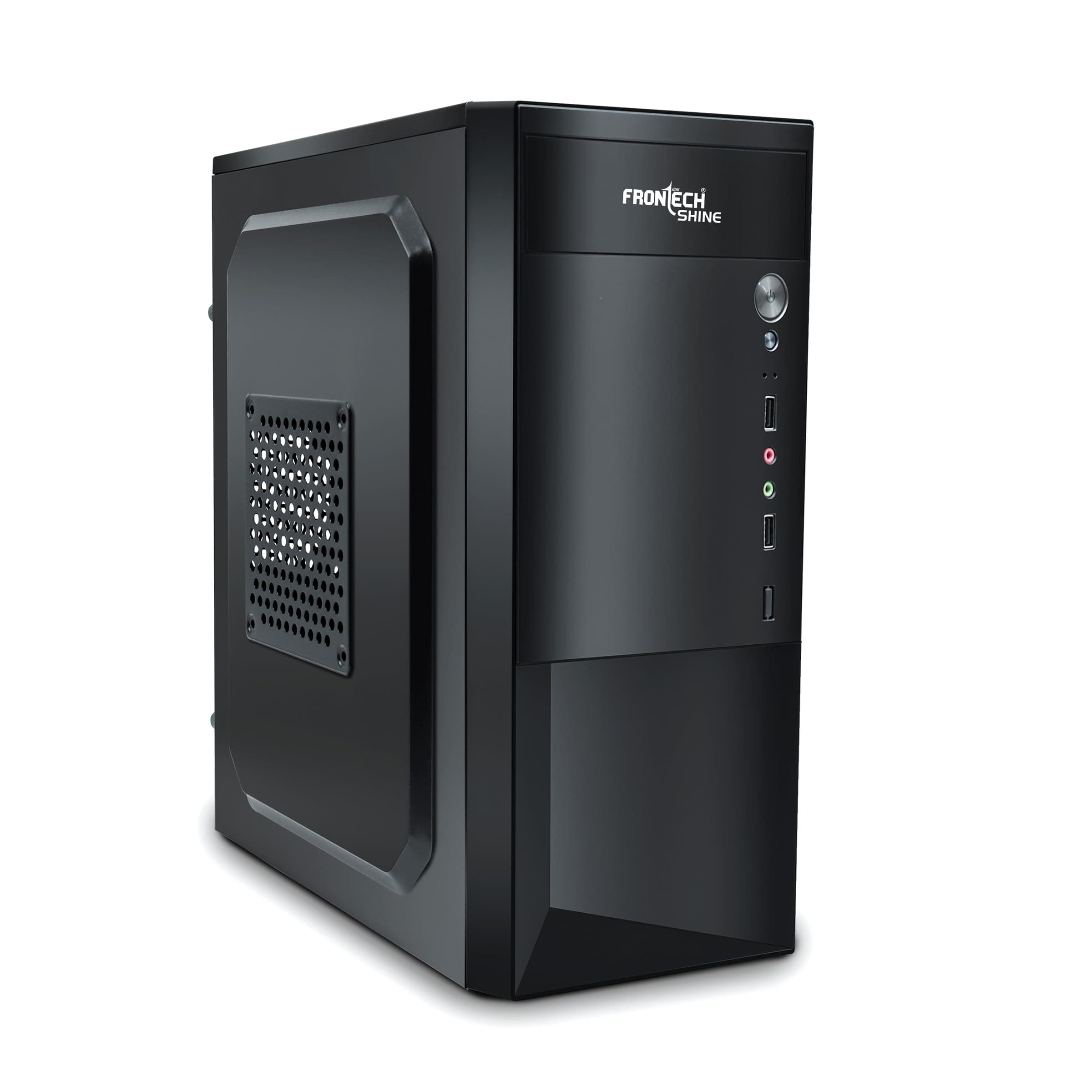 FRONTECH Shine Silver Series Cabinet/Computer Case with HD Audio | ATX/Mini ATX Compatible | 2 x Front USB | Ideal for Home/Office/Gaming (FT 4265, Black)